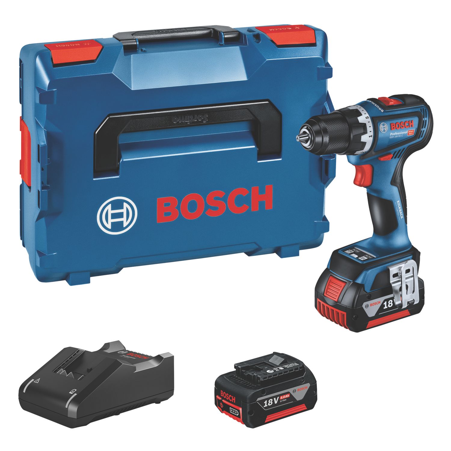 Bosch GSR 18V-90 C 18V 2 x 4.0Ah Li-Ion CoolPack Brushless Cordless Drill Driver (359FU)