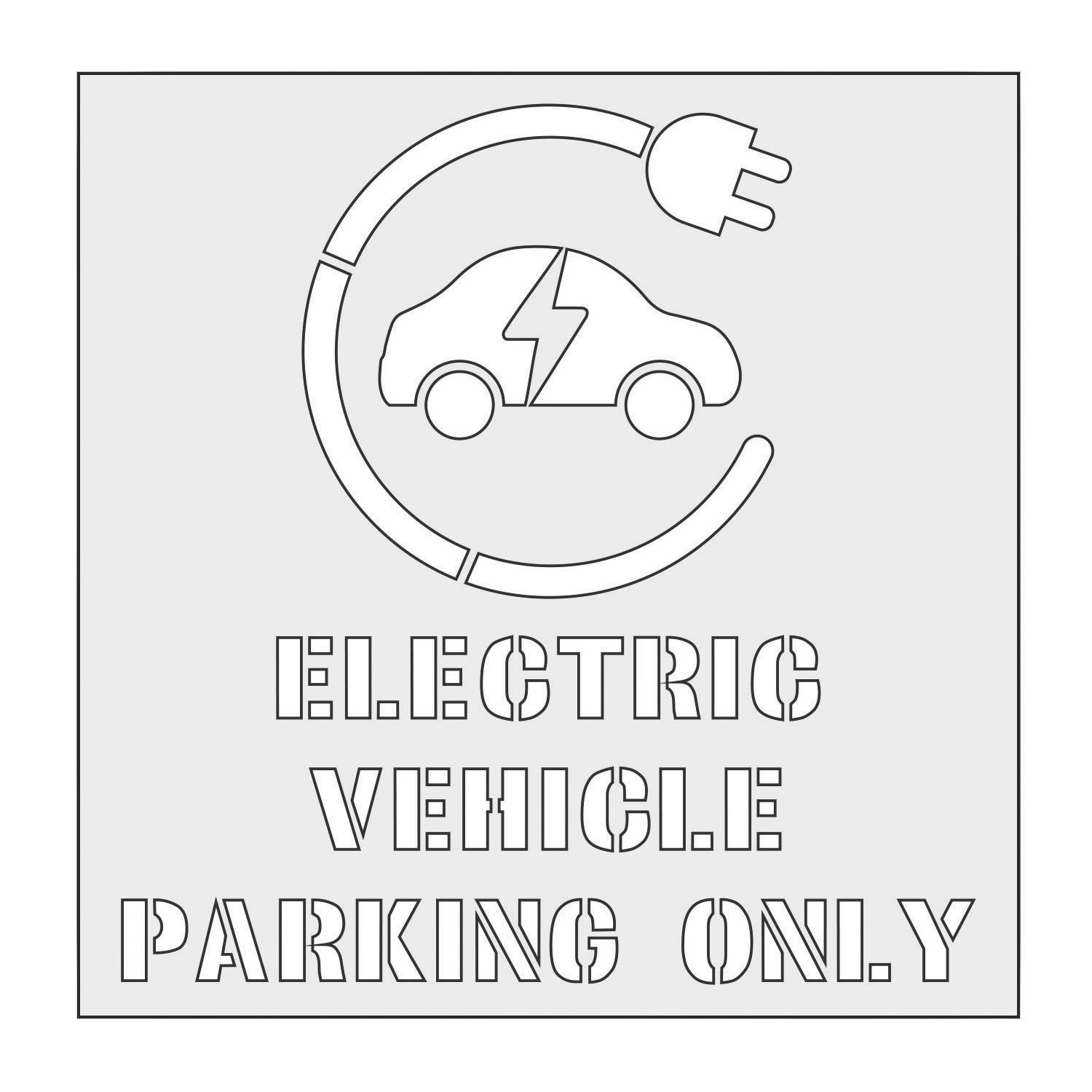 Essentials "Electric Vehicle Parking Only" with Symbol Floor Stencil (359RT)