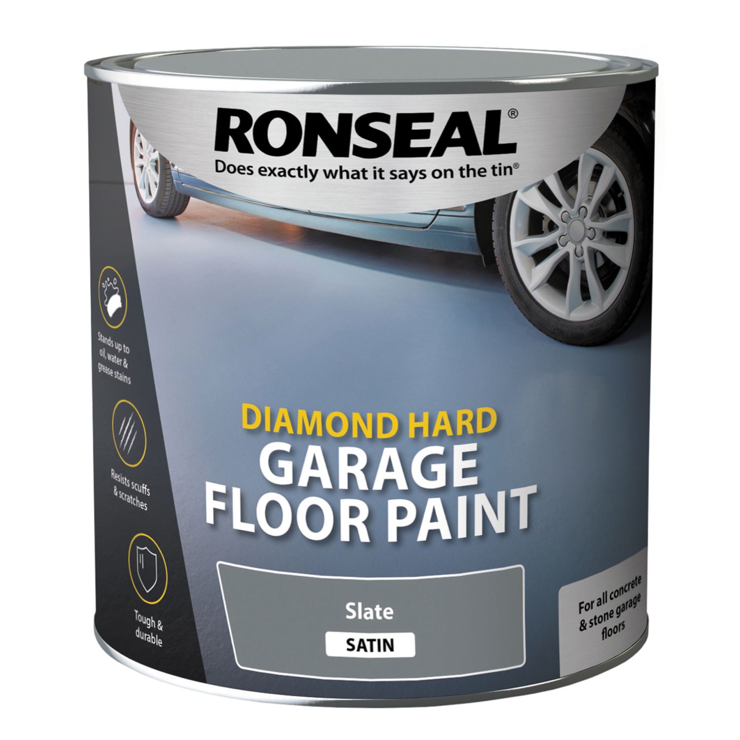 Ronseal 2.5Ltr Slate Satin Heavy Duty Garage Floor Paint (36047)