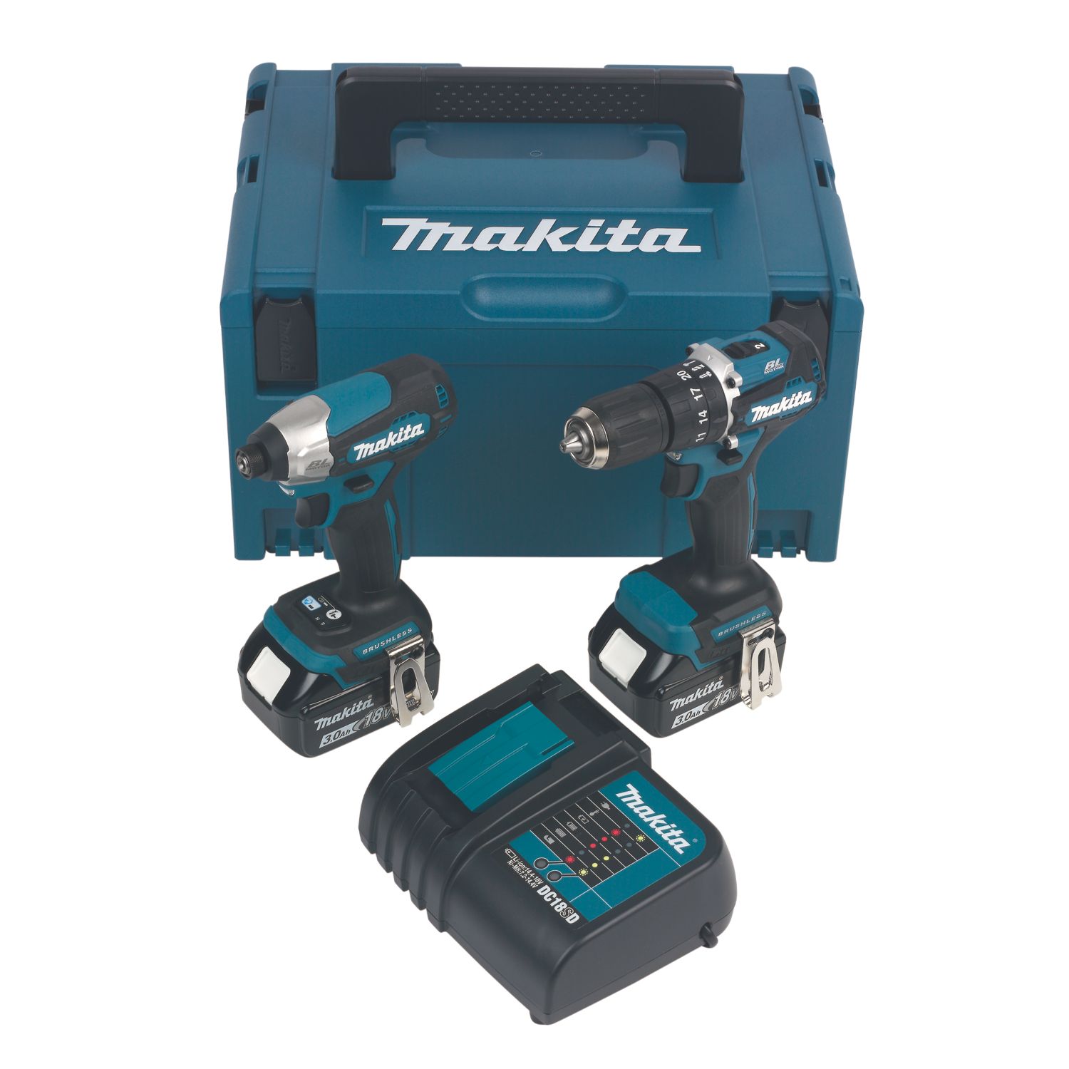 Makita DLX2414SJ 18V 2 x 3.0Ah Li-Ion LXT Brushless Cordless Twin Kit (360TM)
