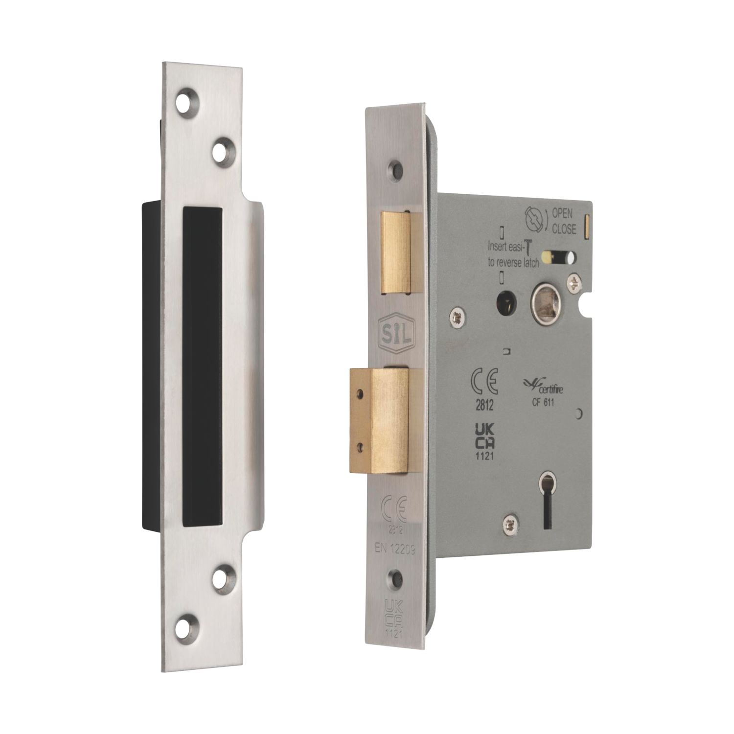 Smith & Locke Fire Rated 5 Lever Satin Nickel Architectural Sash Lock 76mm Case - 57mm Backset (362PX)