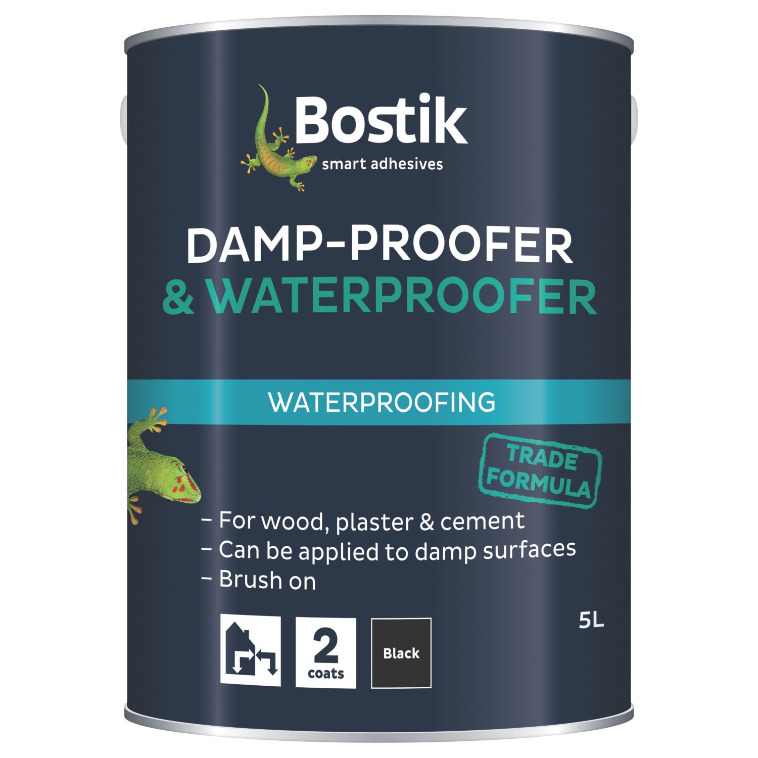 Bostik Aquaprufe Flexible Damp-Proofer & Waterproofer Black 5Ltr (36405)