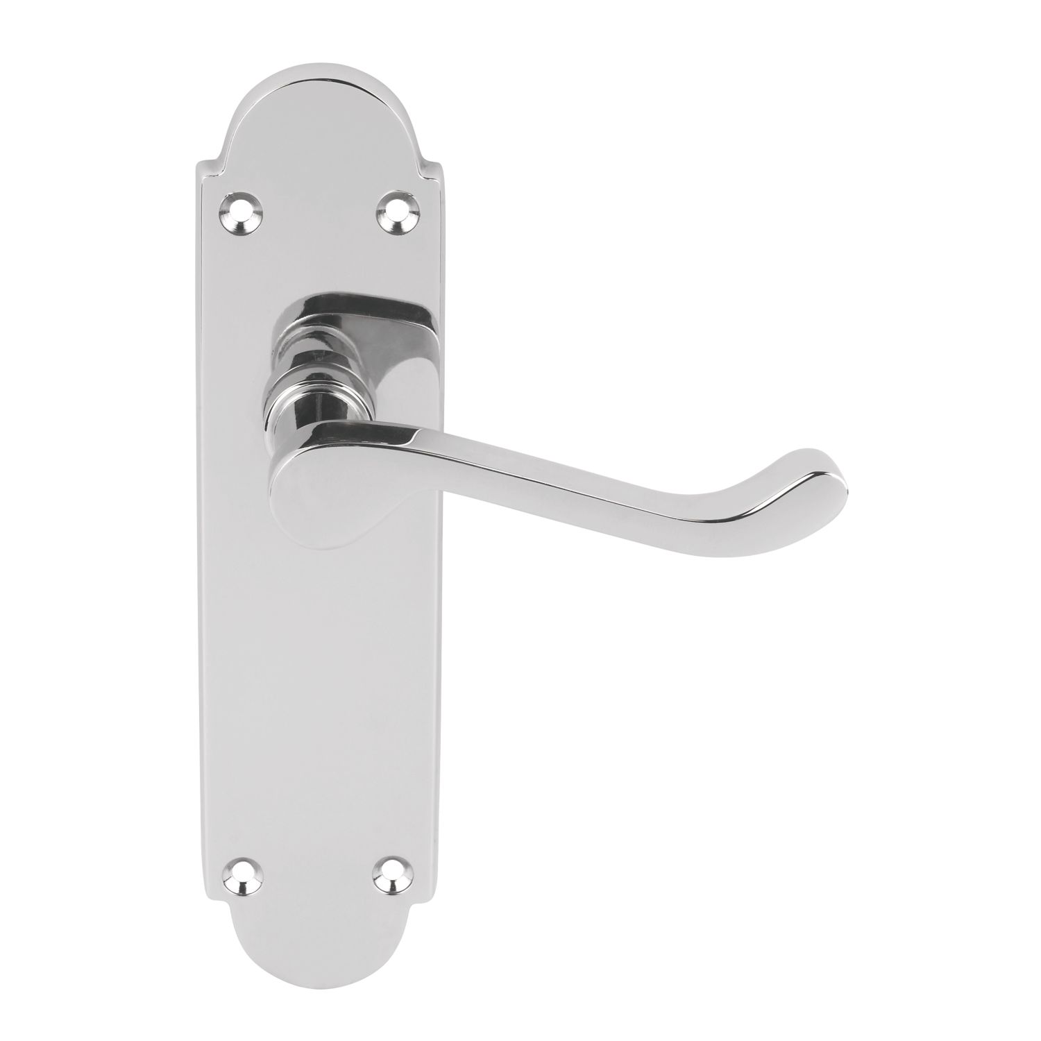 Smith & Locke Lulworth Fire Rated Latch Lever on Backplate Door Handles Pair Polished Chrome (3660R)