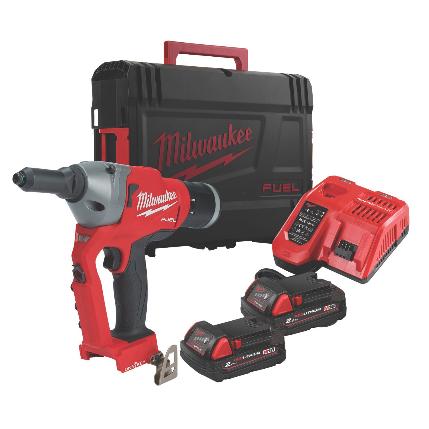 Milwaukee M18ONEFPRT-202X 18V 2 x 2.0Ah Li-Ion RedLithium Brushless Cordless Rivet Gun (366VT)