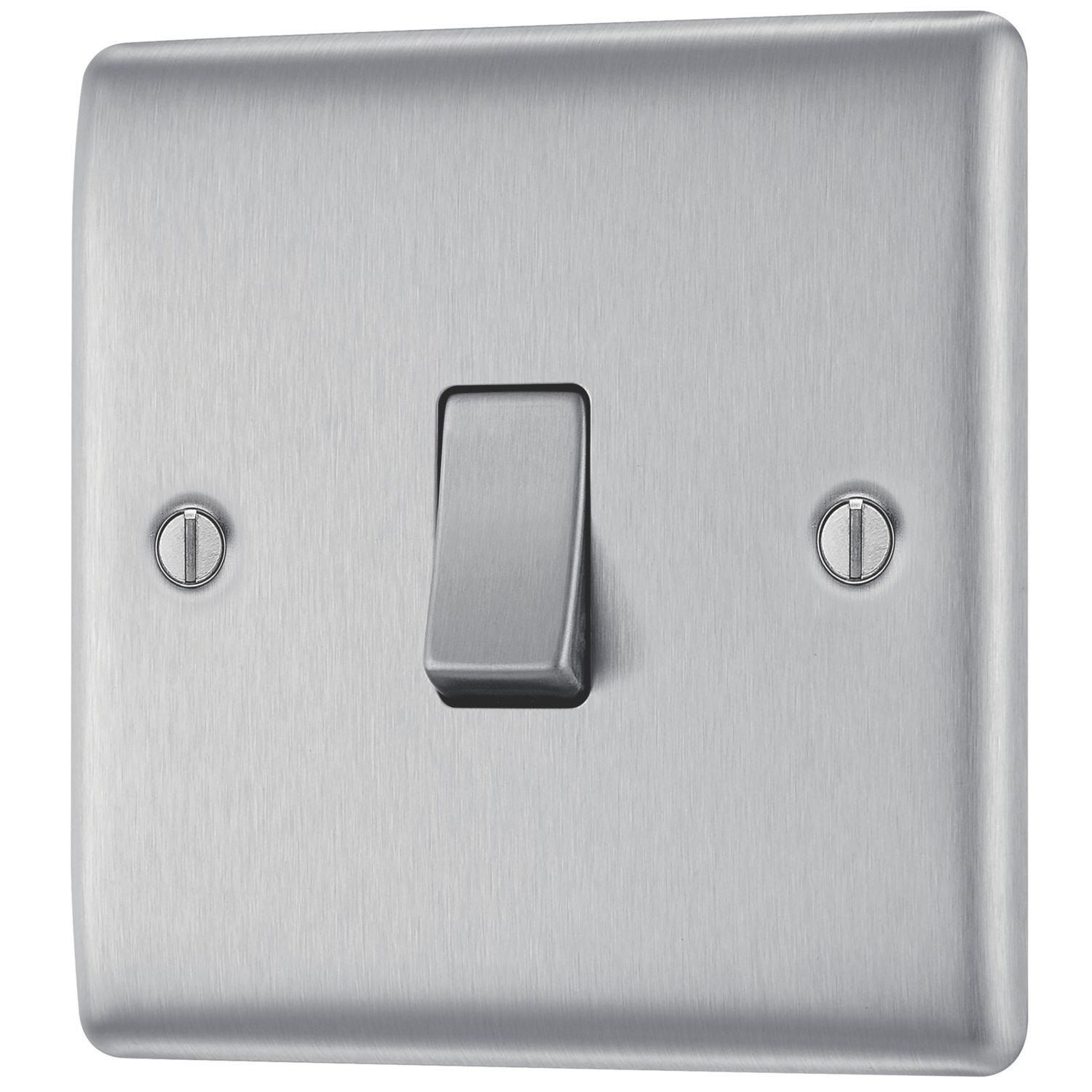 British General Nexus Metal 10AX 1-Gang Intermediate Switch Brushed Stainless Steel (367FG)