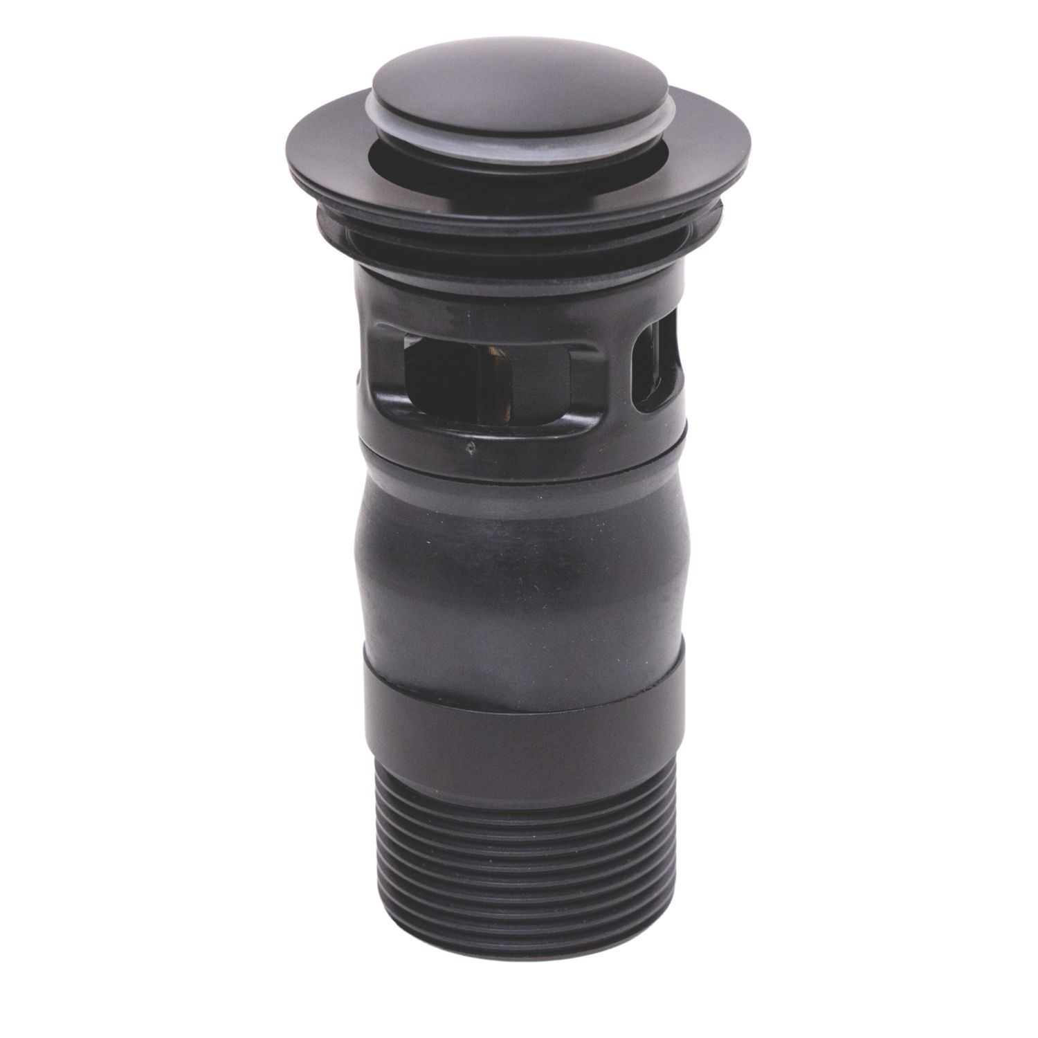 Top-Fix Slotted Push Button Basin Waste Matt Black 60mm (367VN)