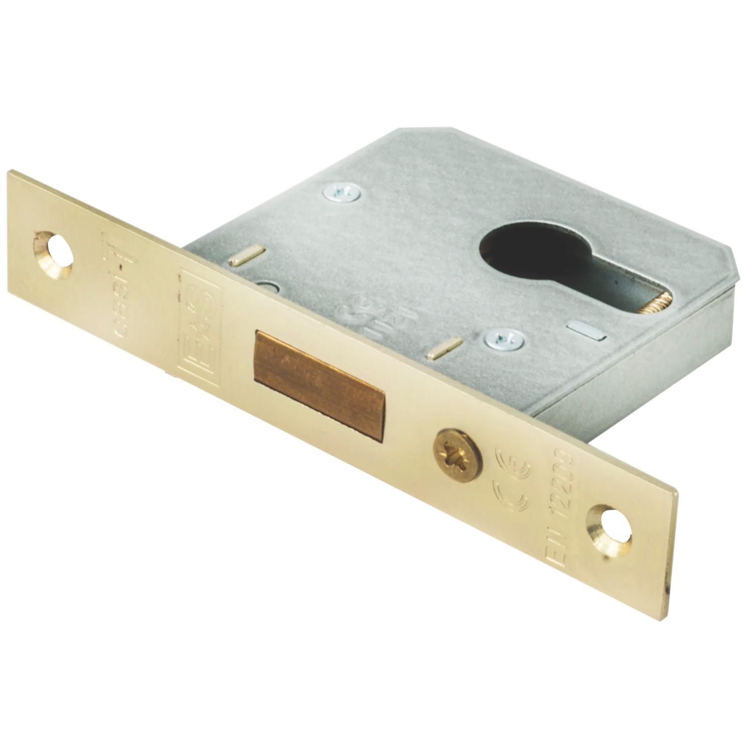 Smith & Locke Fire Rated Electro Brass Euro Profile Deadlock 64mm Case - 44mm Backset (3681P)