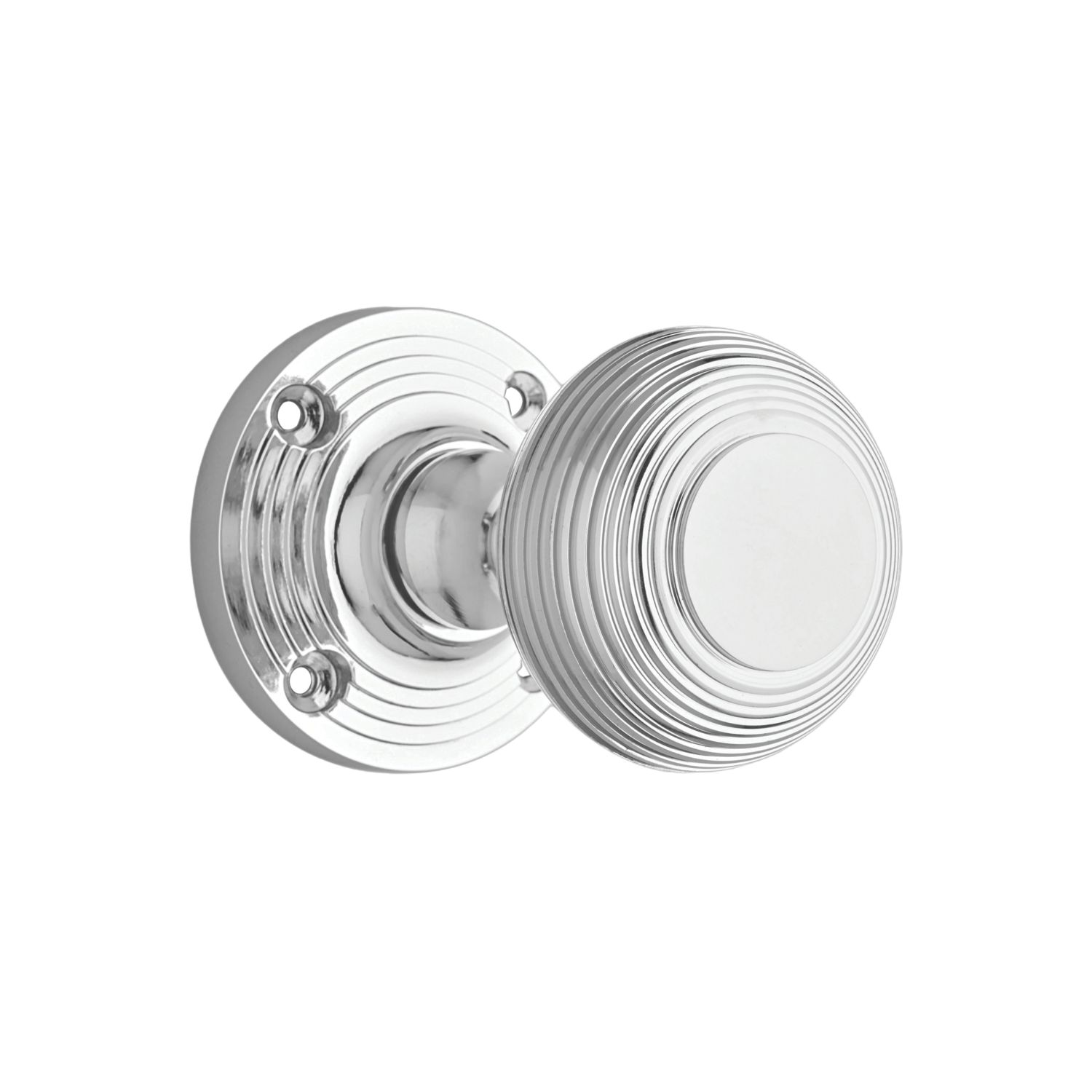 Designer Levers Beehive Door Knob Pair Polished Chrome 60mm (369KK)