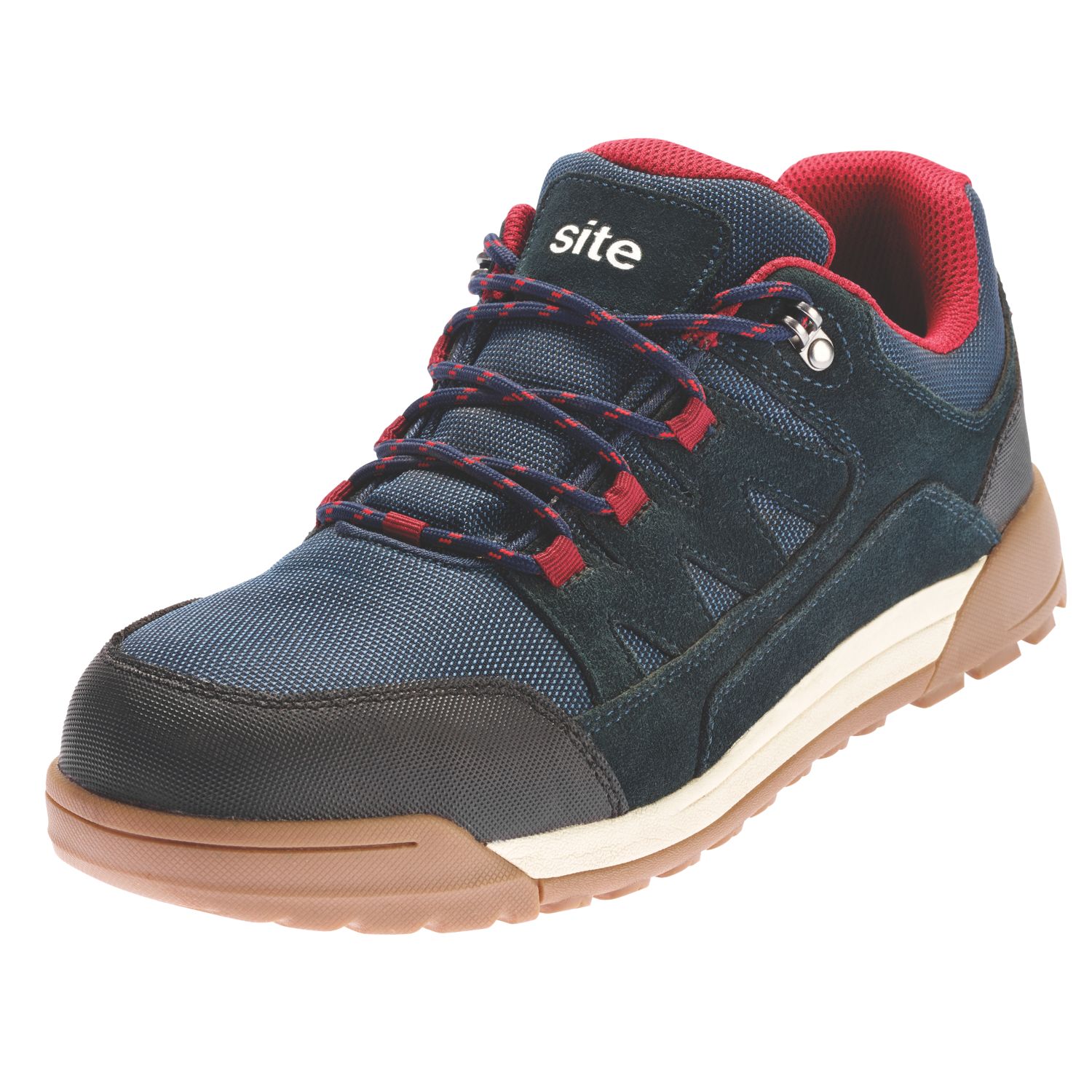 Site Scoria Size 12 Navy Blue/Red Steel Toe Cap Safety Trainers (369PT)