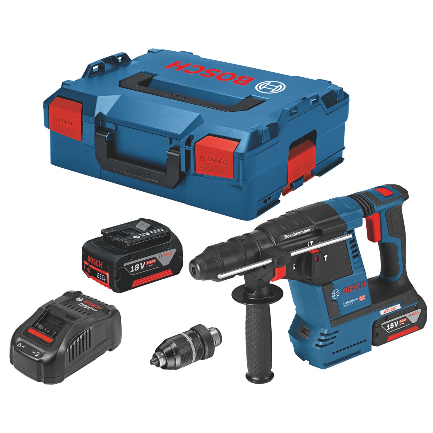 Bosch GBH 18V-26 F 3.73kg 18V 2 x 5.0Ah Li-Ion Coolpack Brushless Cordless SDS Plus Rotary Hammer Drill (370YW)
