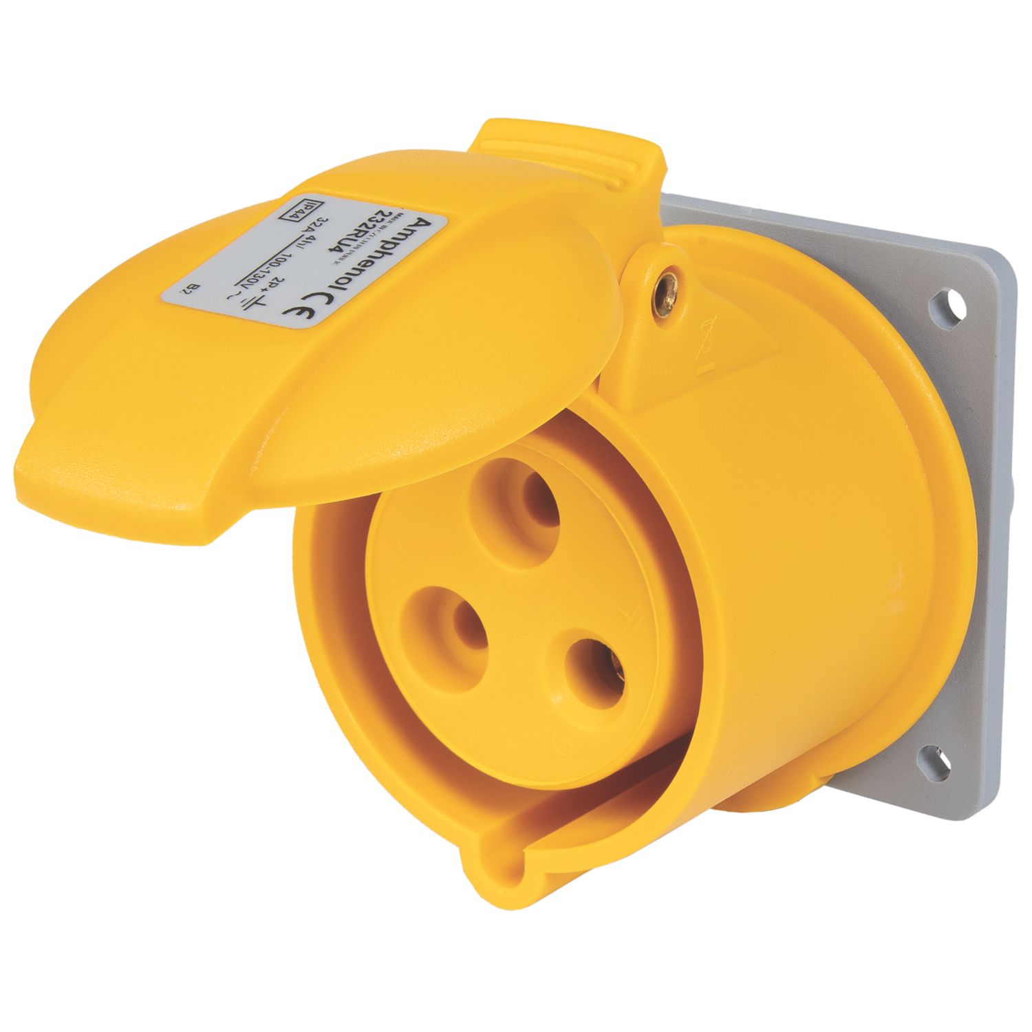 Amphenol 32A 2P+E Panel Socket 130V (3718F)