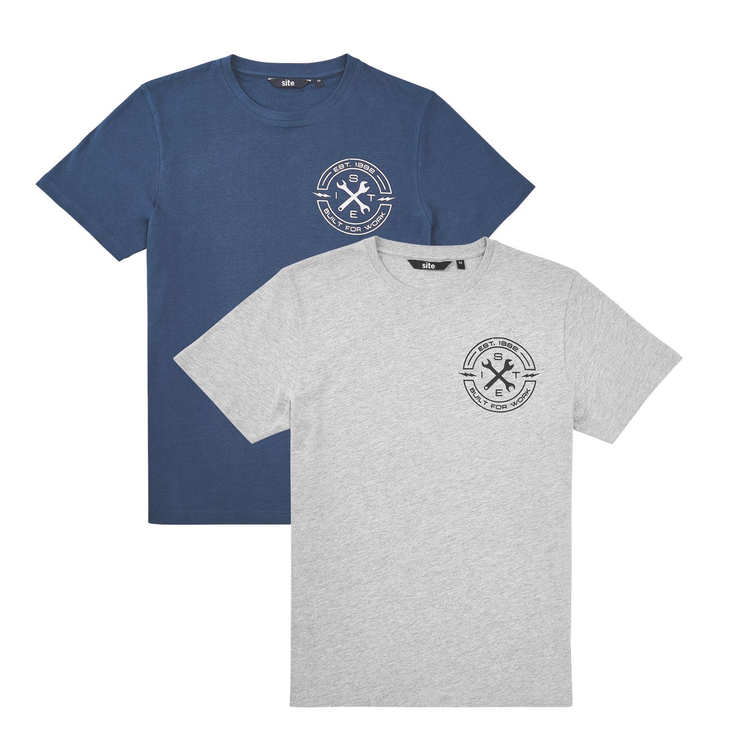 Site Buckthorn Short Sleeve T-Shirt Navy / Grey Large 23" Chest 2 Pack (371PX)