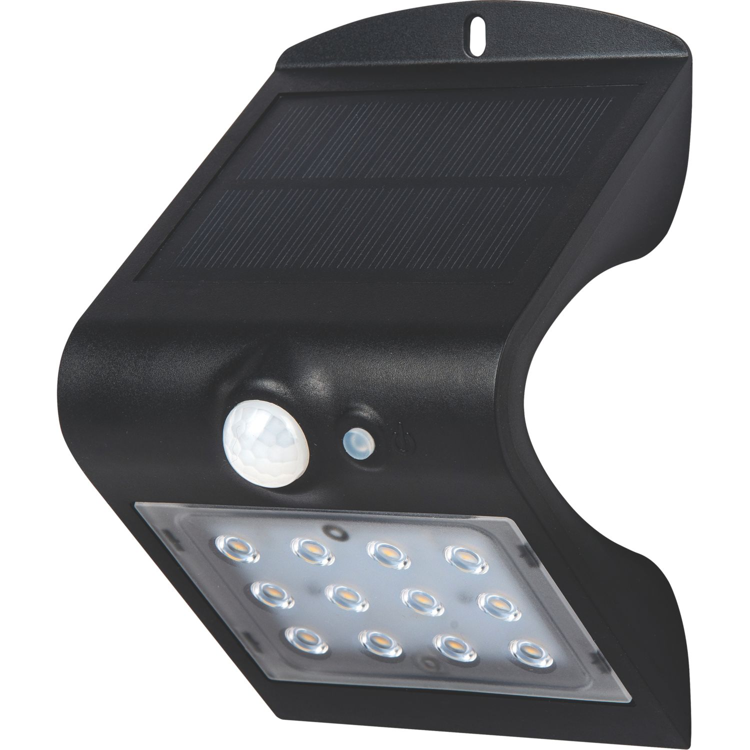 Luceco Outdoor LED Solar-Powered Wall Light With PIR Sensor Black 220lm (373HG)