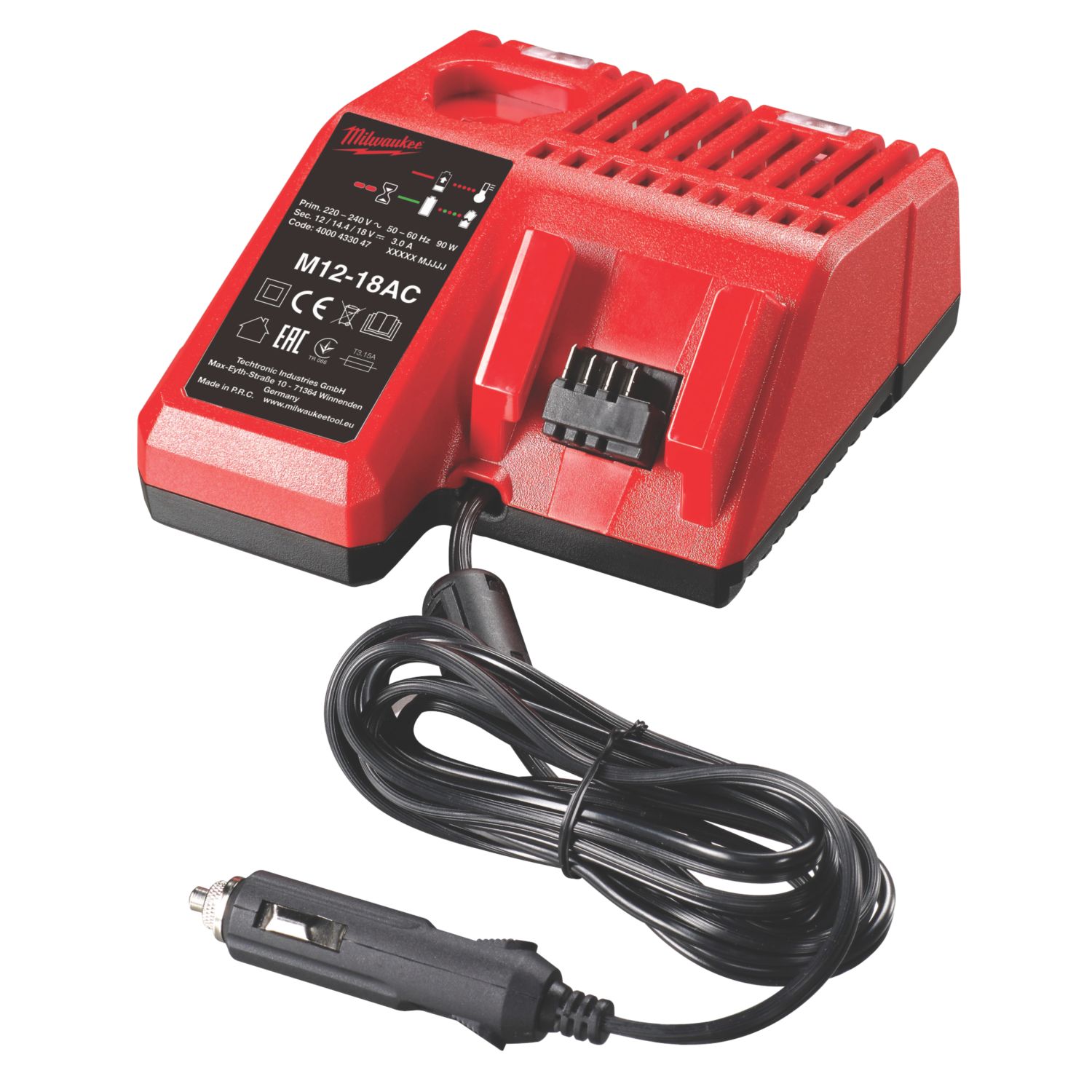 Milwaukee M12-18 AC 12/18V Li-Ion RedLithium In-Car Charger (373HP)
