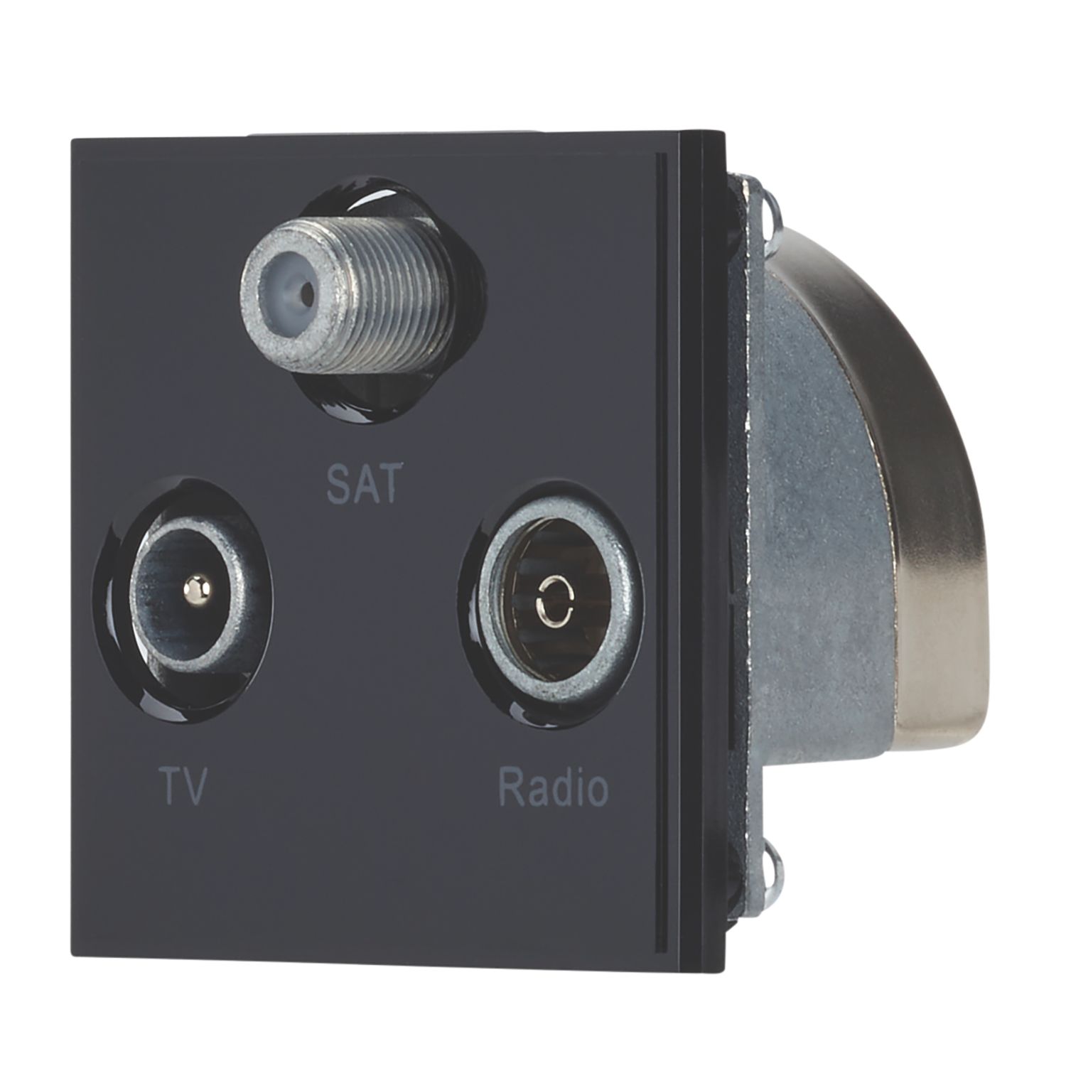 Contactum Media Modular Coaxial TV / FM & Satellite Socket Black (373RP)