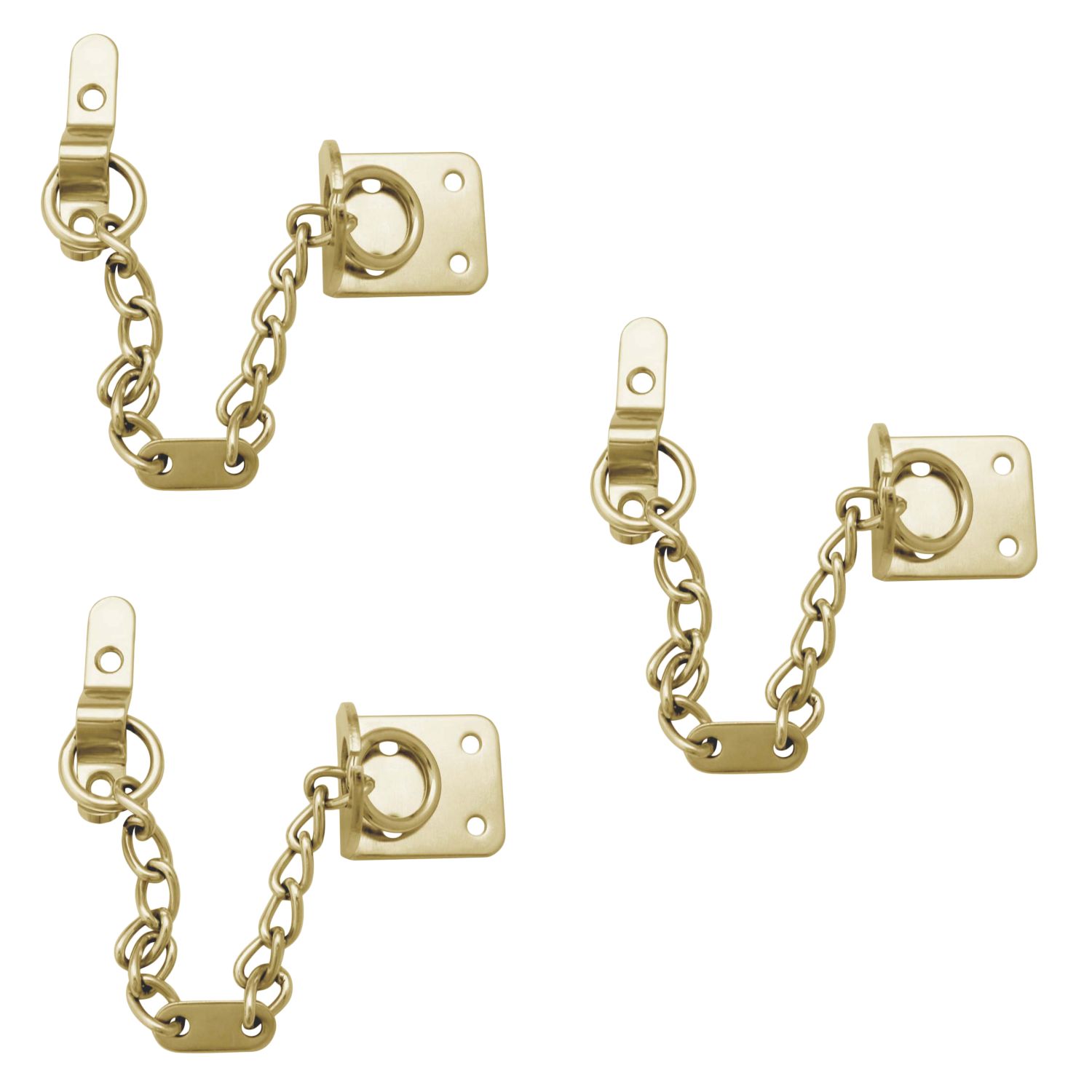 Smith & Locke Door Chains 220mm Polished Brass 3 Pack (377YX)