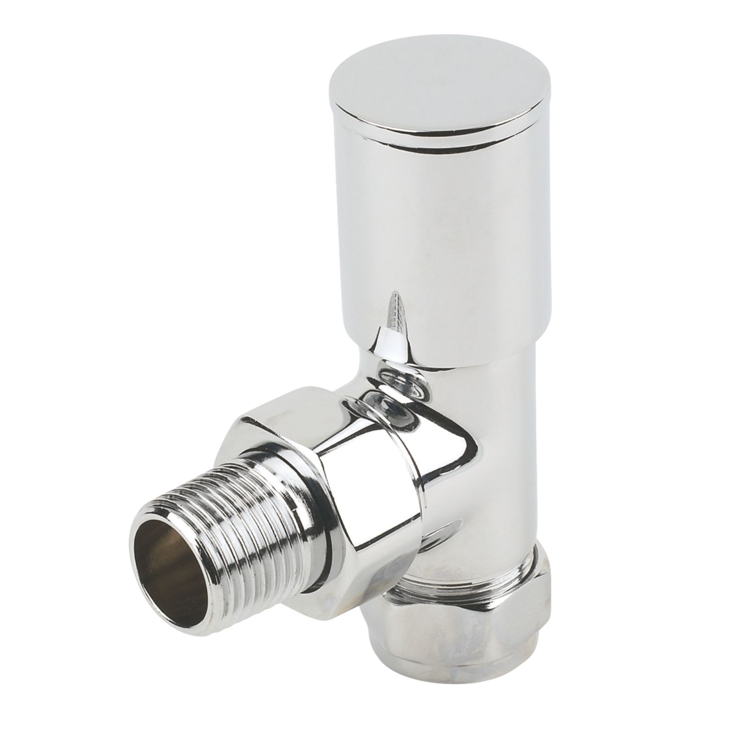 Verona 15mm x 1/2" Chrome Angled Modern Manual Radiator Valve Head & Body 2 Pack (37800)