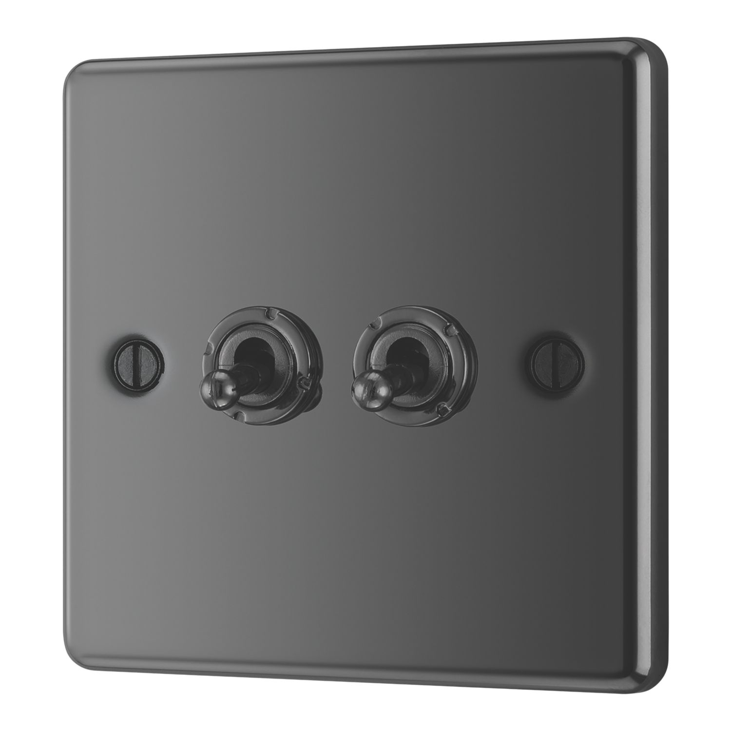 LAP 20A 16AX 2-Gang 2-Way Toggle Switch Black Nickel (379PN)
