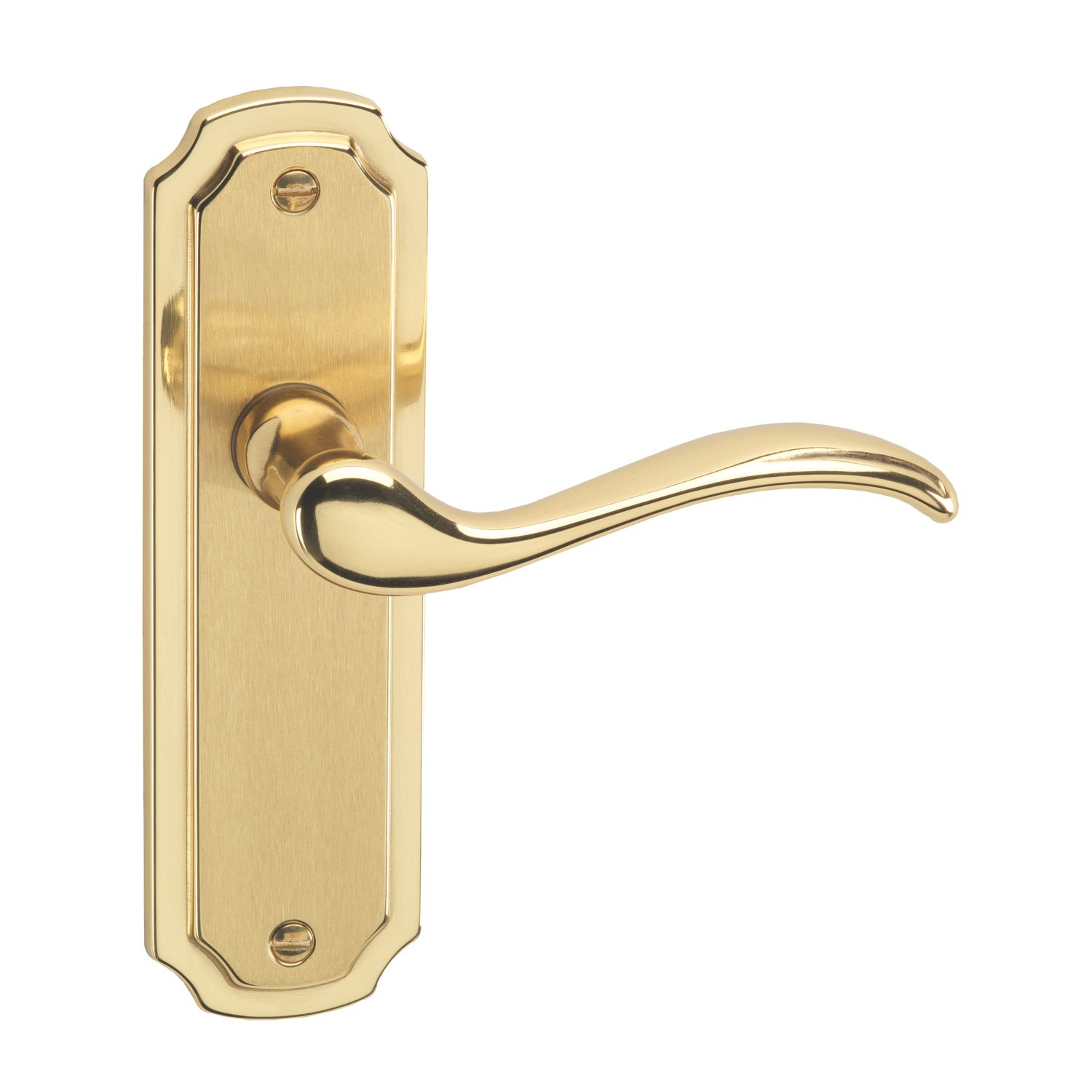 Urfic Constance Fire Rated Latch Lever on Backplate Pair Polished / Satin Brass (3801V)
