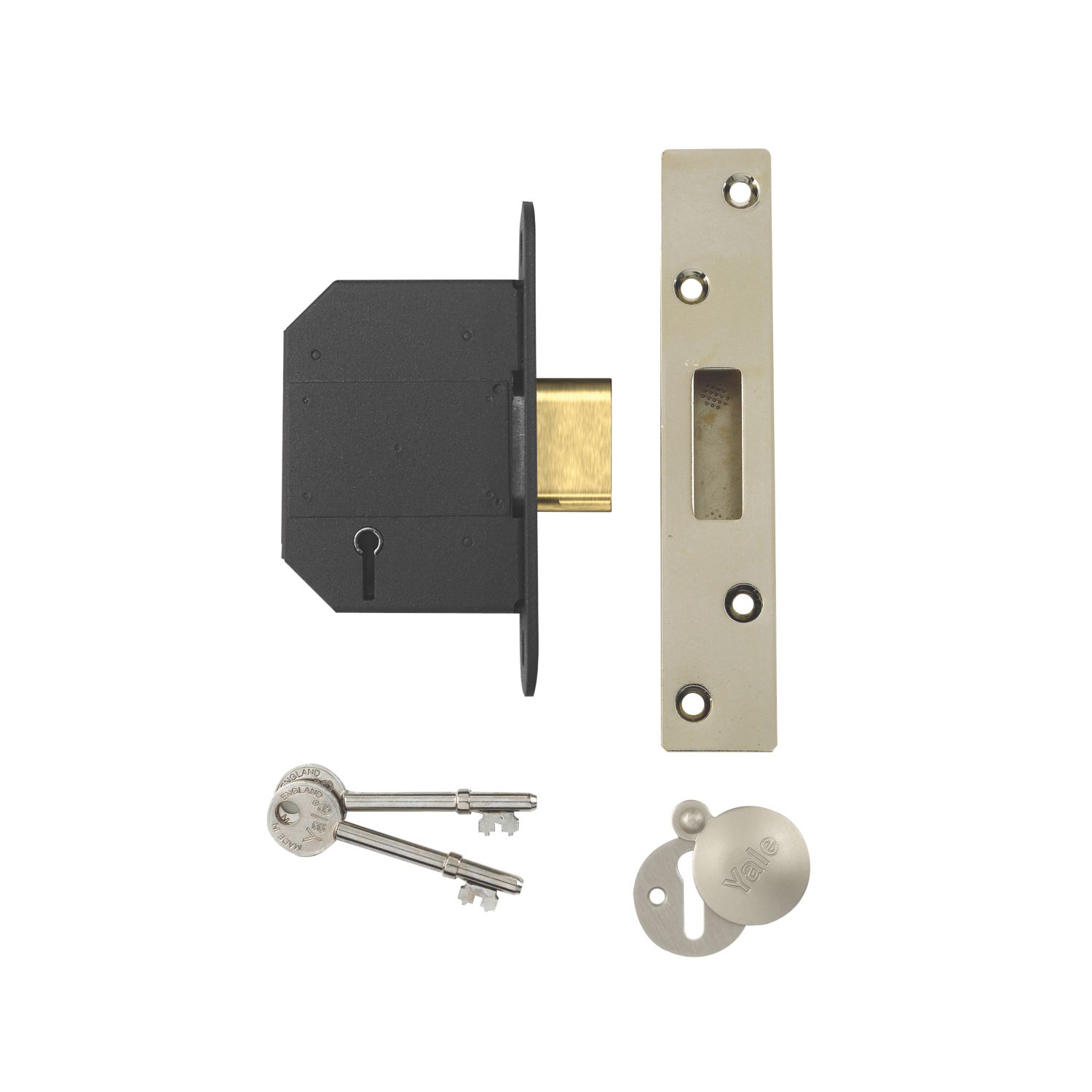 Yale Polished Brass 5-Lever Mortice Deadlock 64mm Case - 45mm Backset (38071)
