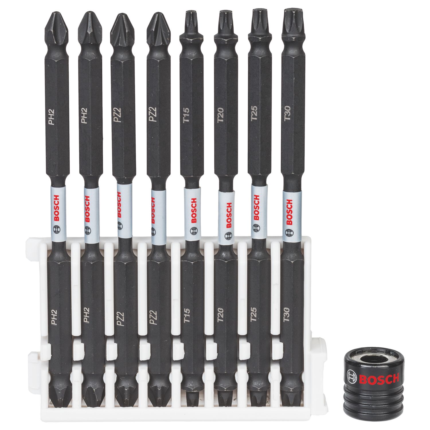 Bosch 1/4" Hex Shank Mixed Impact Control Double-Ended Screwdriver Bits with Magnetic Sleeve 9 Piece Set (380FW)