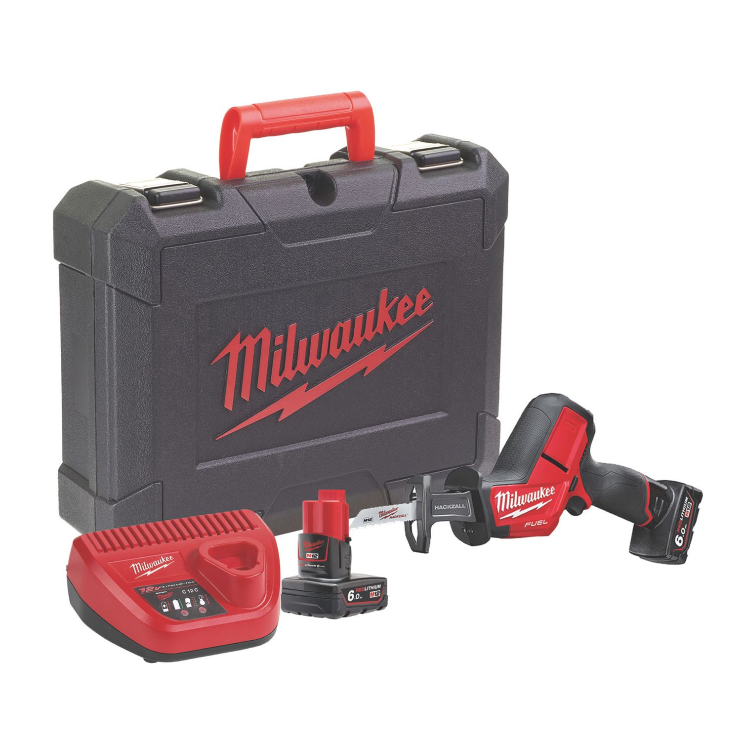 Milwaukee M12CHZ-602X 12V 2 x 6.0Ah Li-Ion RedLithium Brushless Cordless Hackzall Reciprocating Saw (380XH)