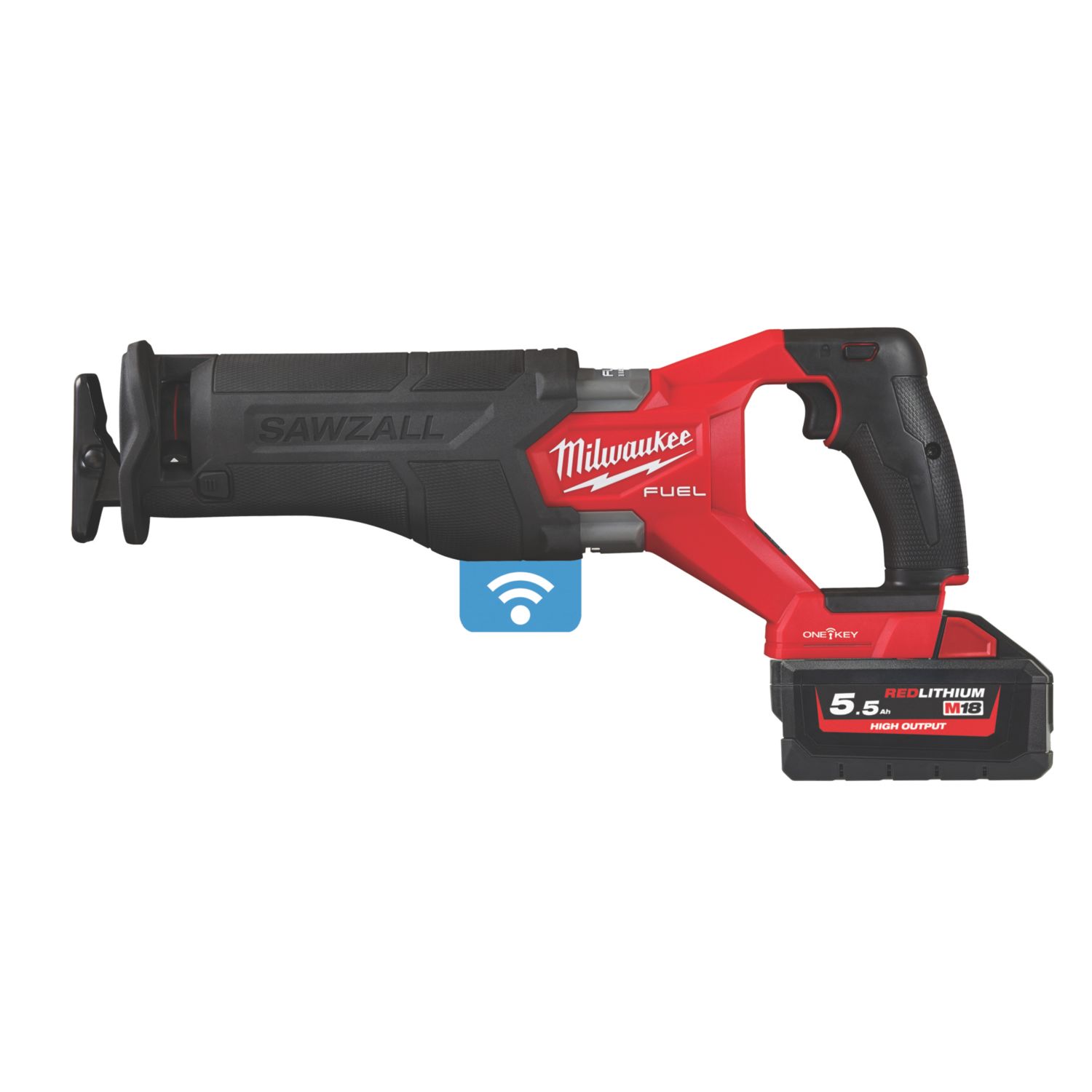 Milwaukee M18 ONEFSZ-552X FUEL 18V 2 x 5.5Ah Li-Ion RedLithium High Output Brushless Cordless ONE-KEY Sawzall Reciprocating Saw (381KR)