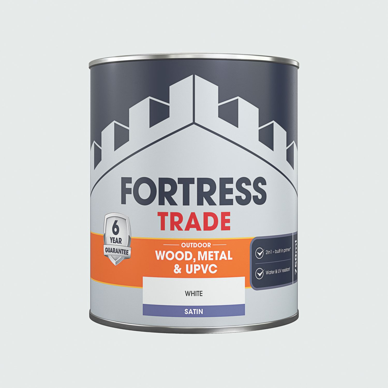 Fortress Trade 750ml White Satin Emulsion Multi Surface Paint (381PC)