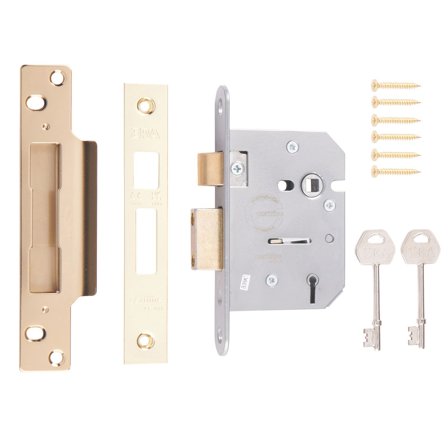 ERA 5 Lever Brass Mortice Sashlock 76mm Case - 56mm Backset (38388)