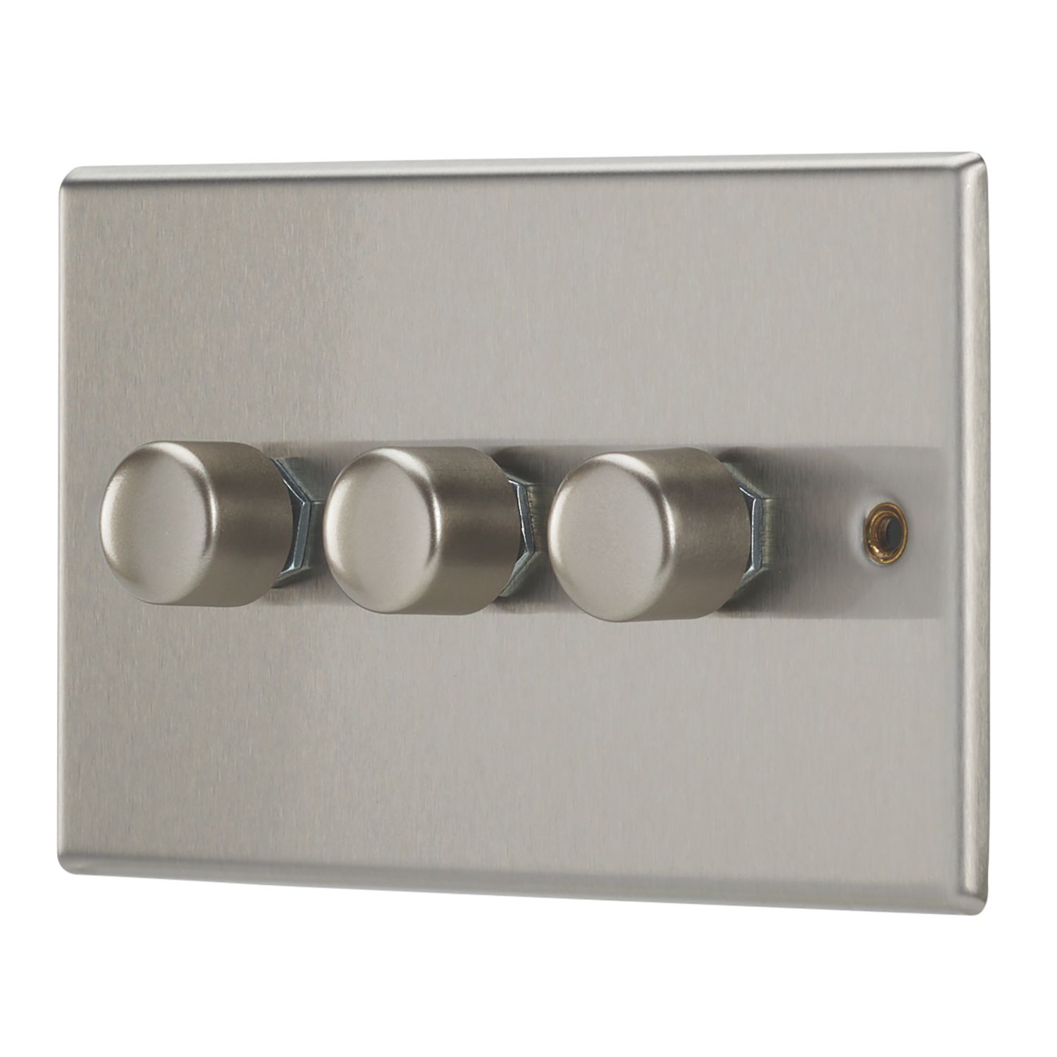 Contactum iConic 3-Gang 2-Way Dimmer Switch Brushed Steel (383RR)