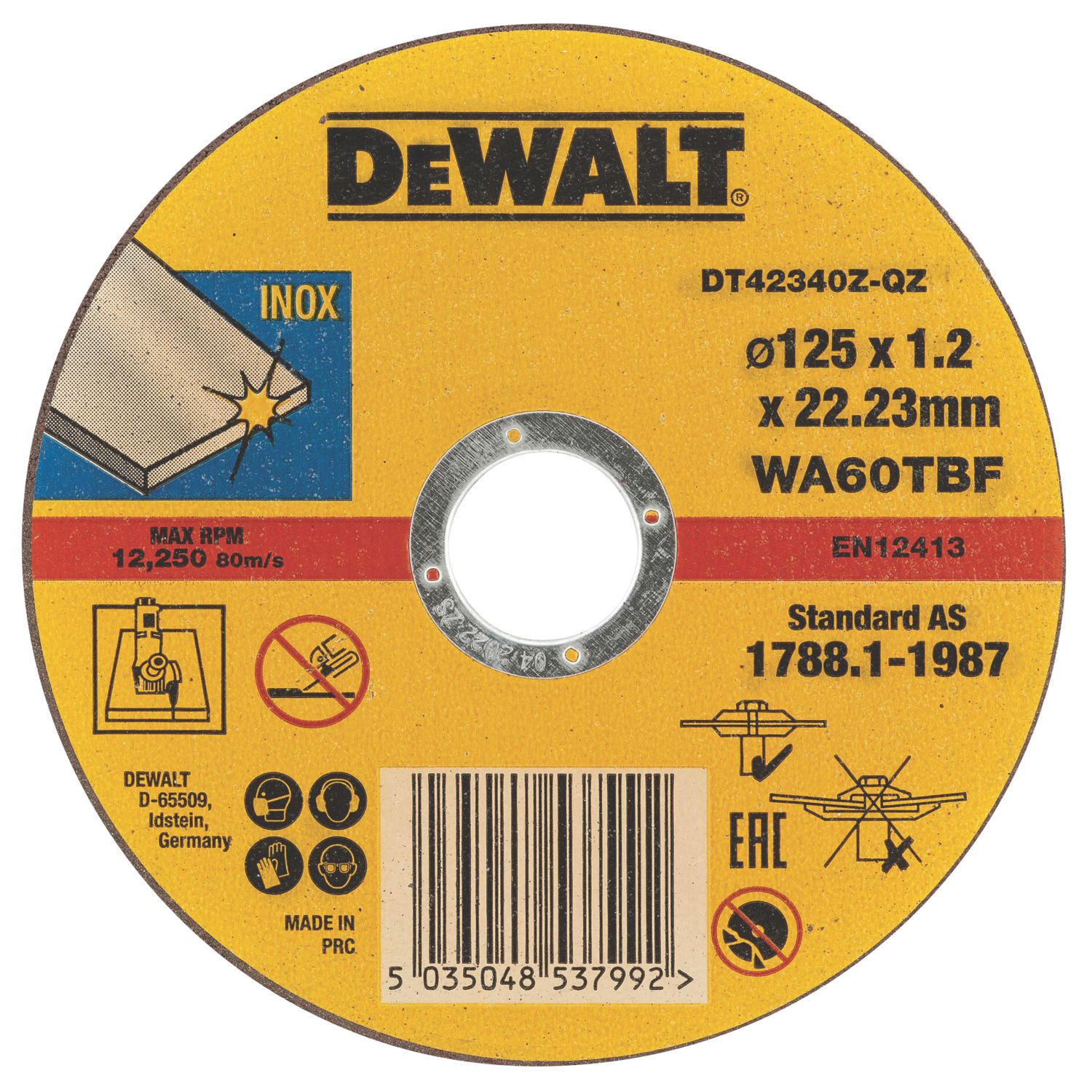DEWALT DT42340TZ-QZ Metal Cutting Discs 125mm (5") x 22.23mm 10 Pack (384KR)