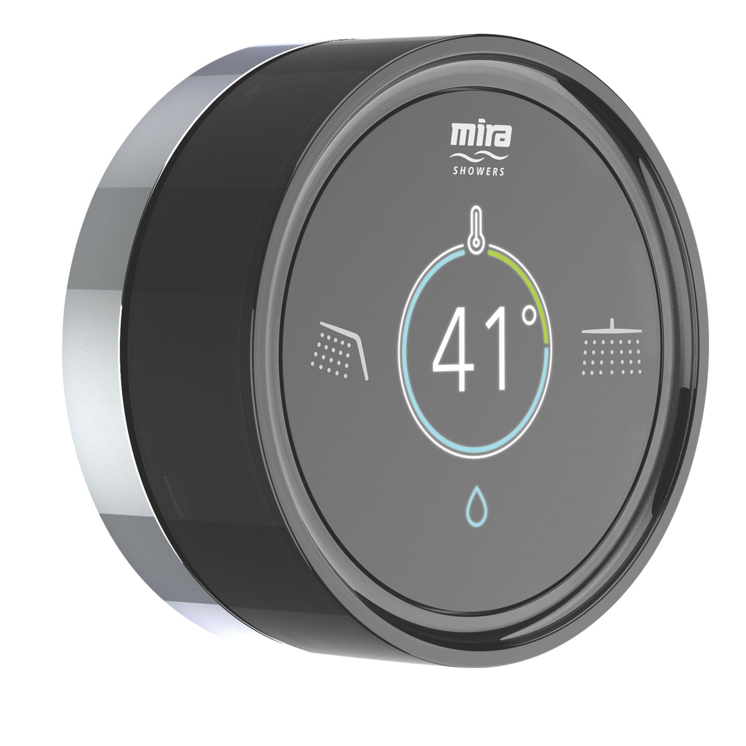 Mira Platinum Remote Dual Outlet Gravity-Pumped Thermostatic Black/Chrome Wireless Digital Shower Valve & Controller With Diverter (384PC)