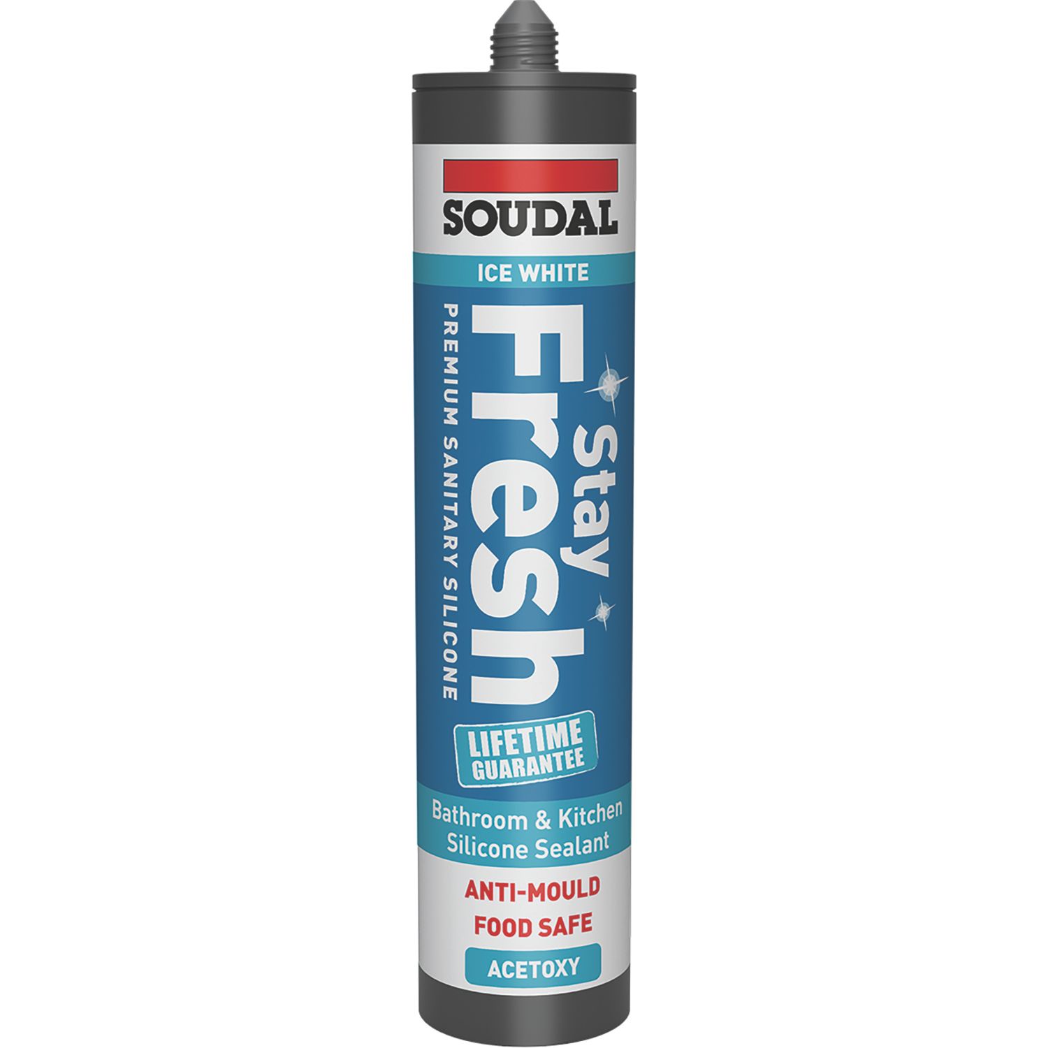 Soudal Stay Fresh Acetoxy Anti-Mould Sanitary Silicone Sealant White 290ml (386AE)