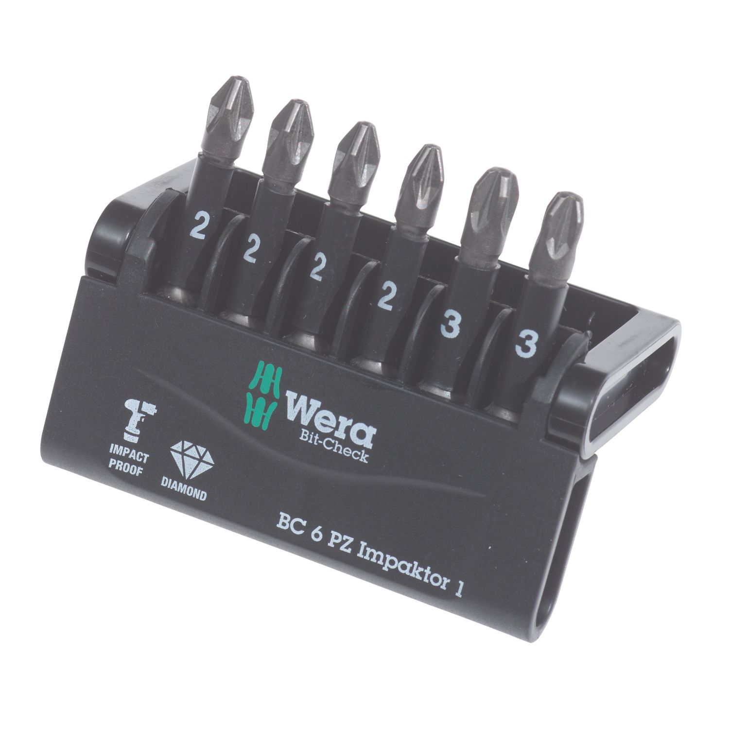 Wera Impaktor 1/4" Hex Shank PZ TriTorsion Bit Set 6 Pieces (387FP)