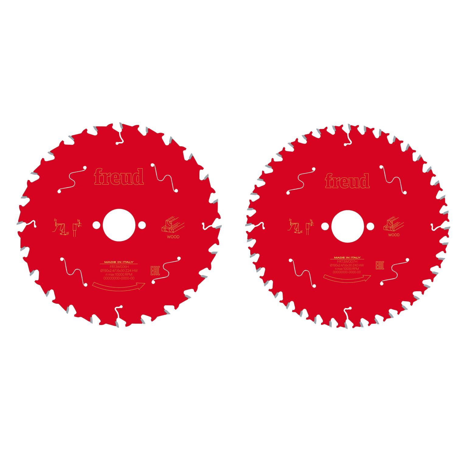 Freud Wood Circular Saw Blades 190mm x 30mm 24/40T 2 Pieces (387KJ)