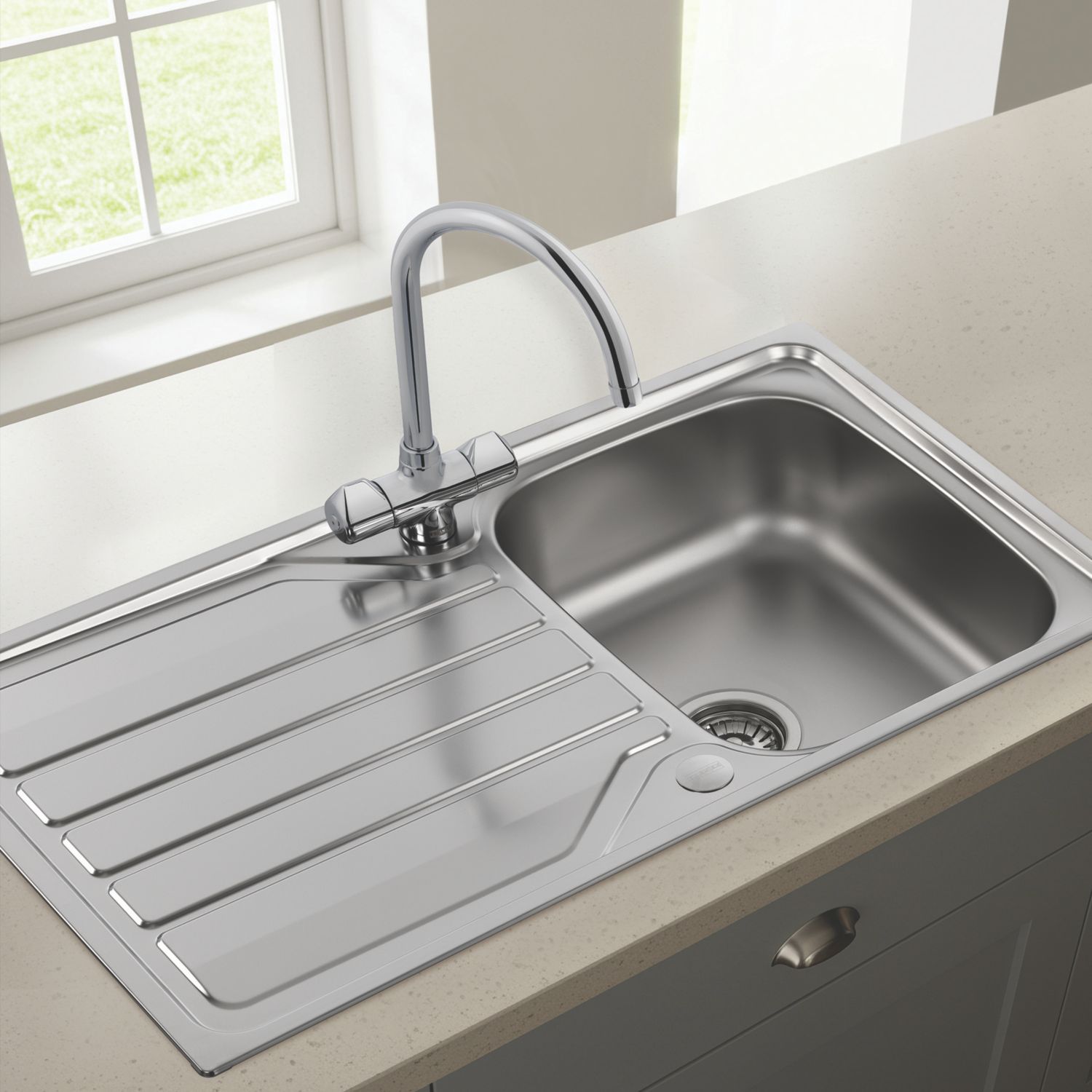 Franke 1 Bowl Stainless Steel Inset Sink & Mixer Tap 860mm x 500mm (388CF)