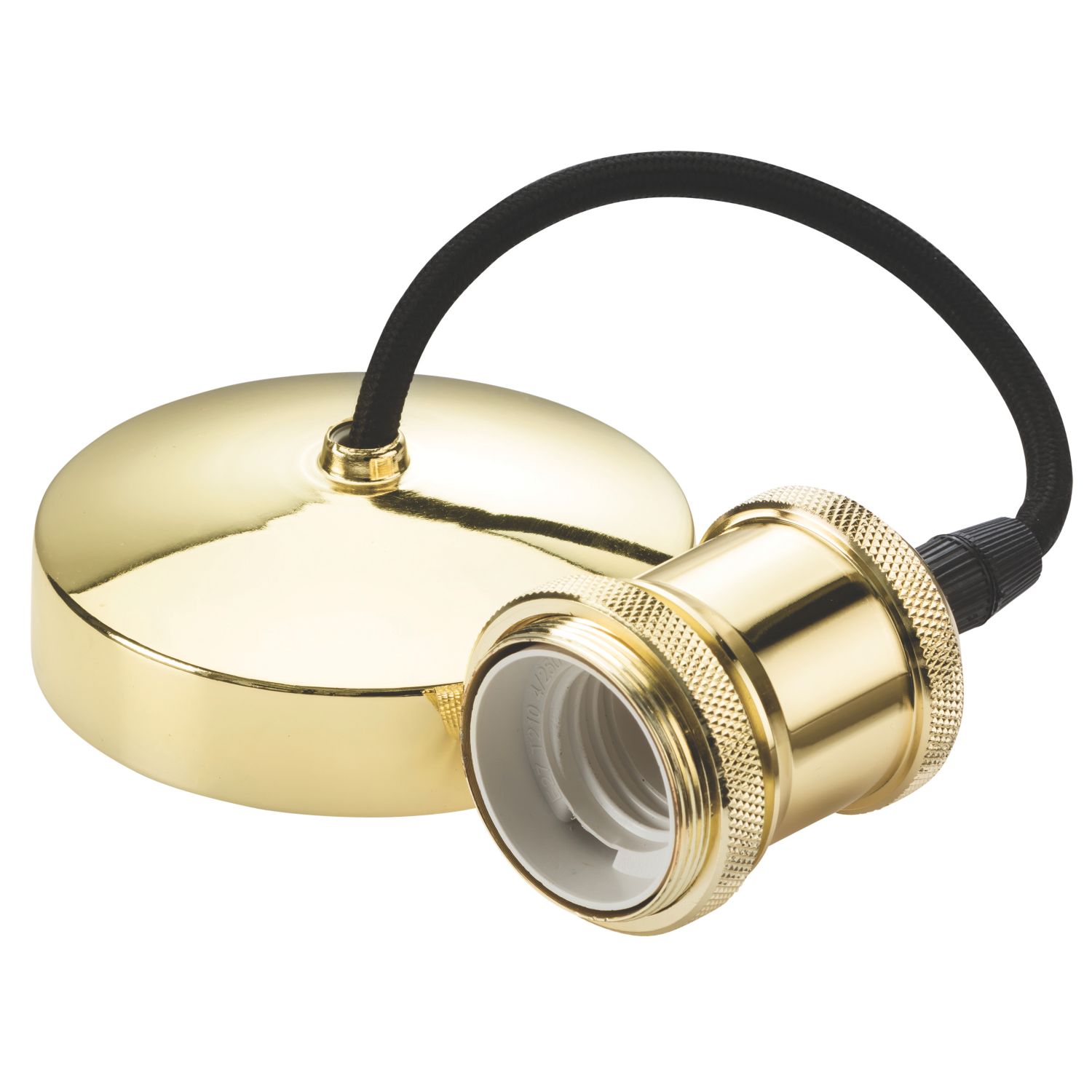 Knightsbridge Vintage 6" Pendant Set Light Fitting E27 Polished Brass 3 1/2" (390TY)