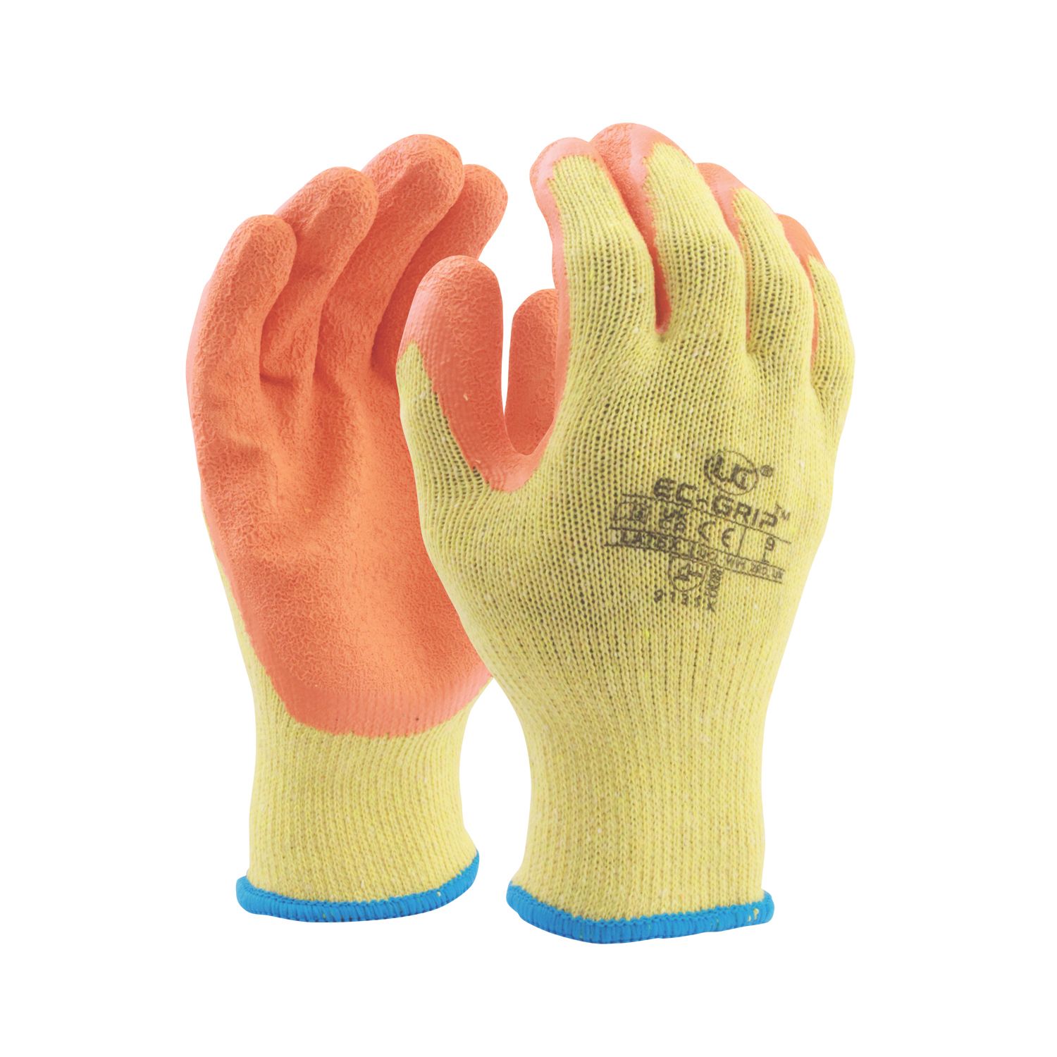 UCI EC-Grip Latex Crinkle Grip Gloves Yellow / Orange Large (392EA)