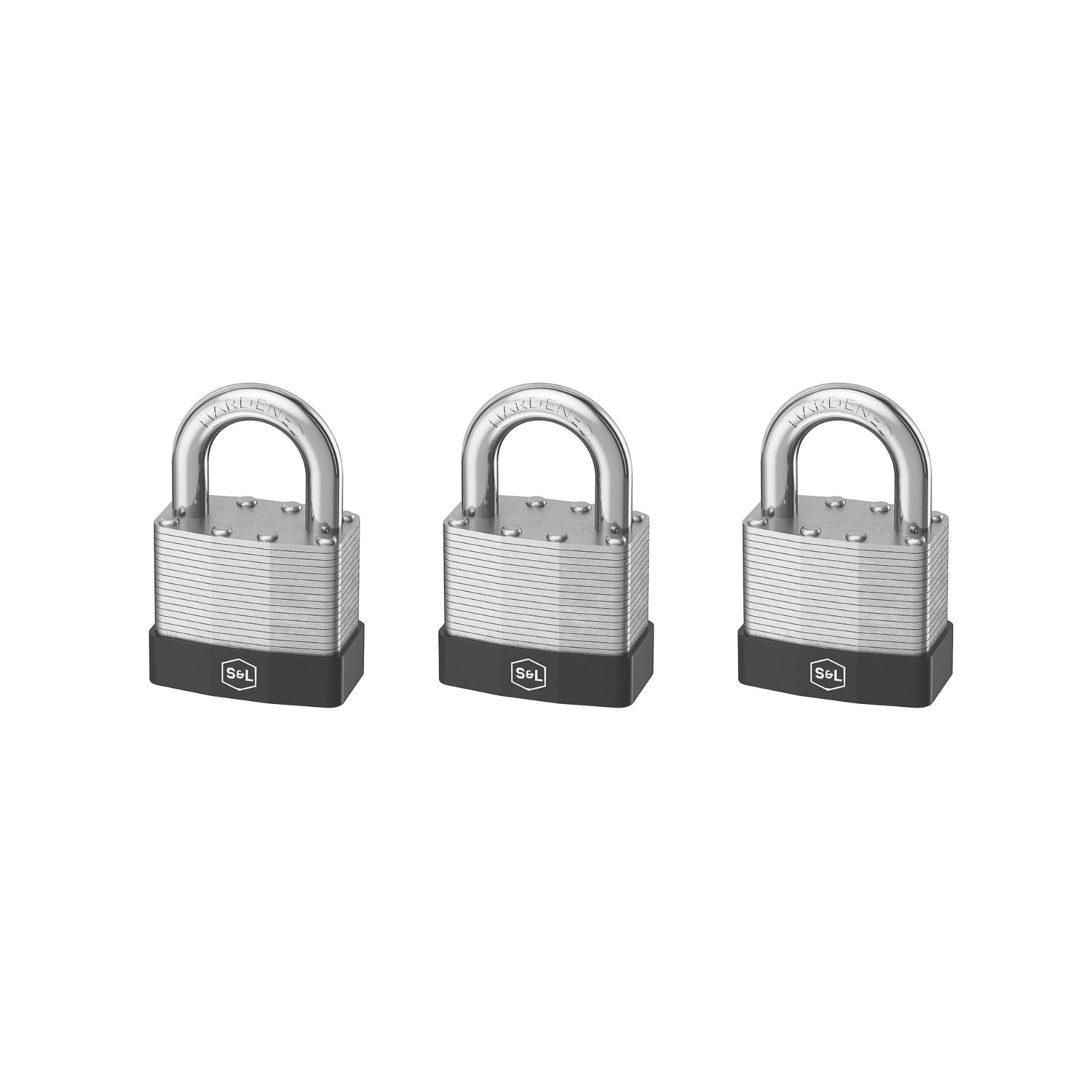 Smith & Locke Laminated Steel Keyed Alike Closed Shackle Padlocks 40mm 3 Pack (392FC)