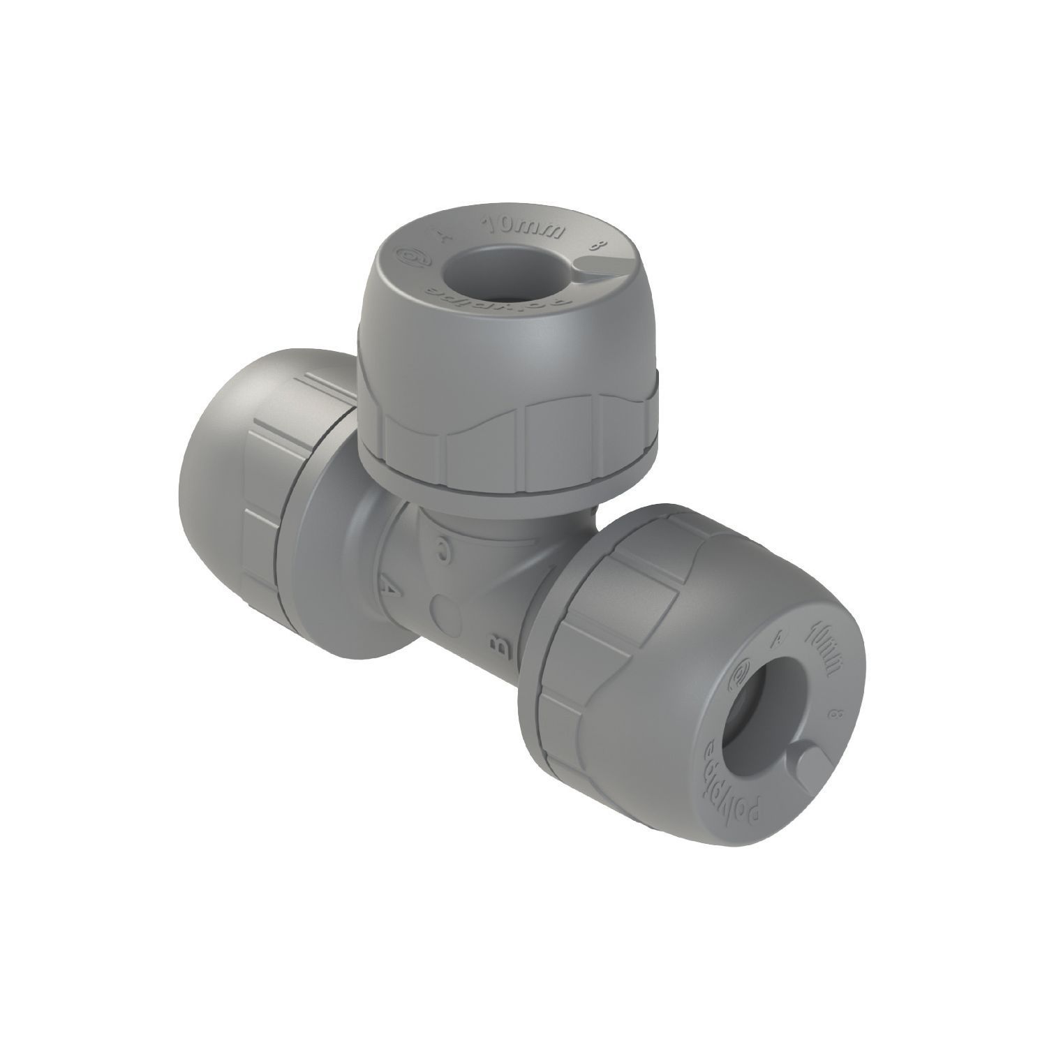 PolyPlumb Enhanced Plastic Push-Fit Equal Tee 10mm (393PY)
