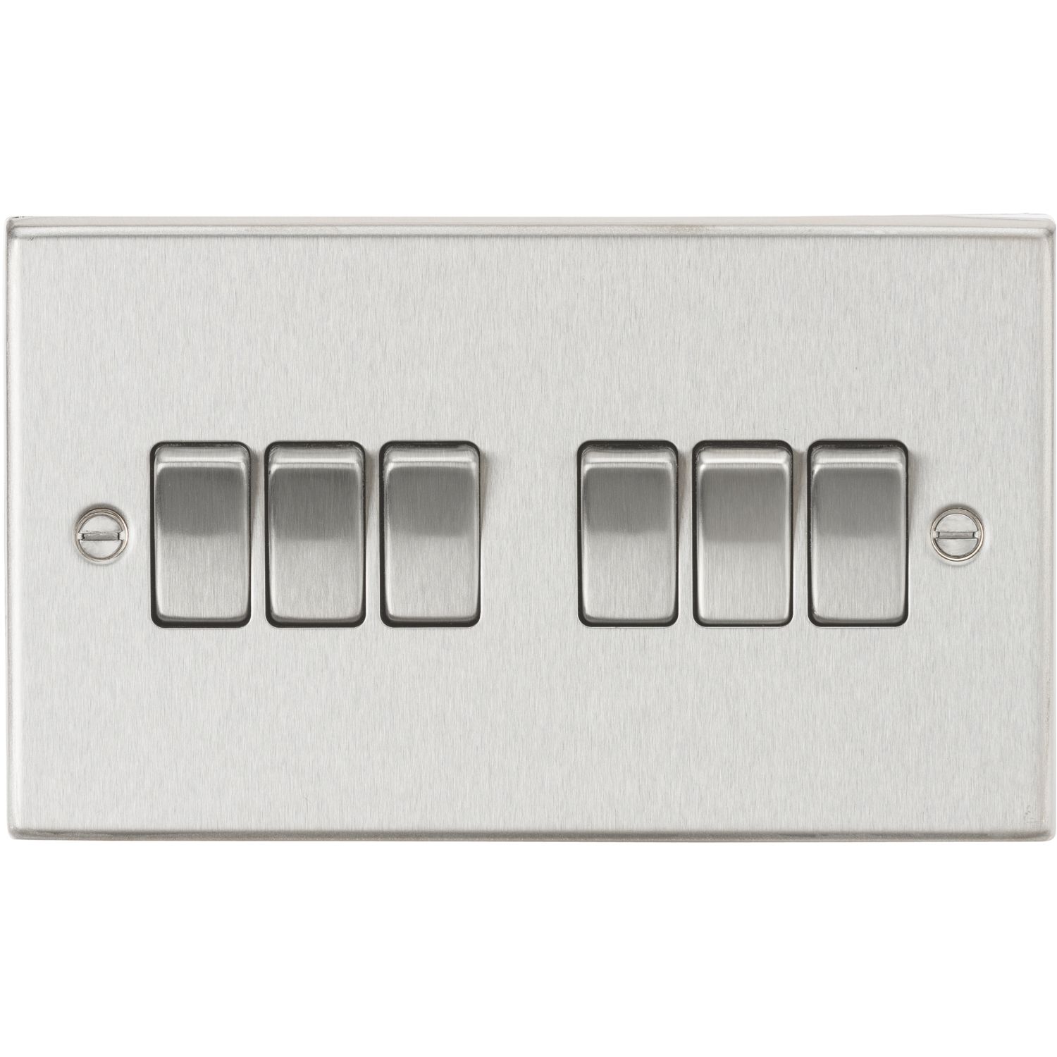 Knightsbridge 10AX 6-Gang 2-Way Light Switch Brushed Chrome (393TY)