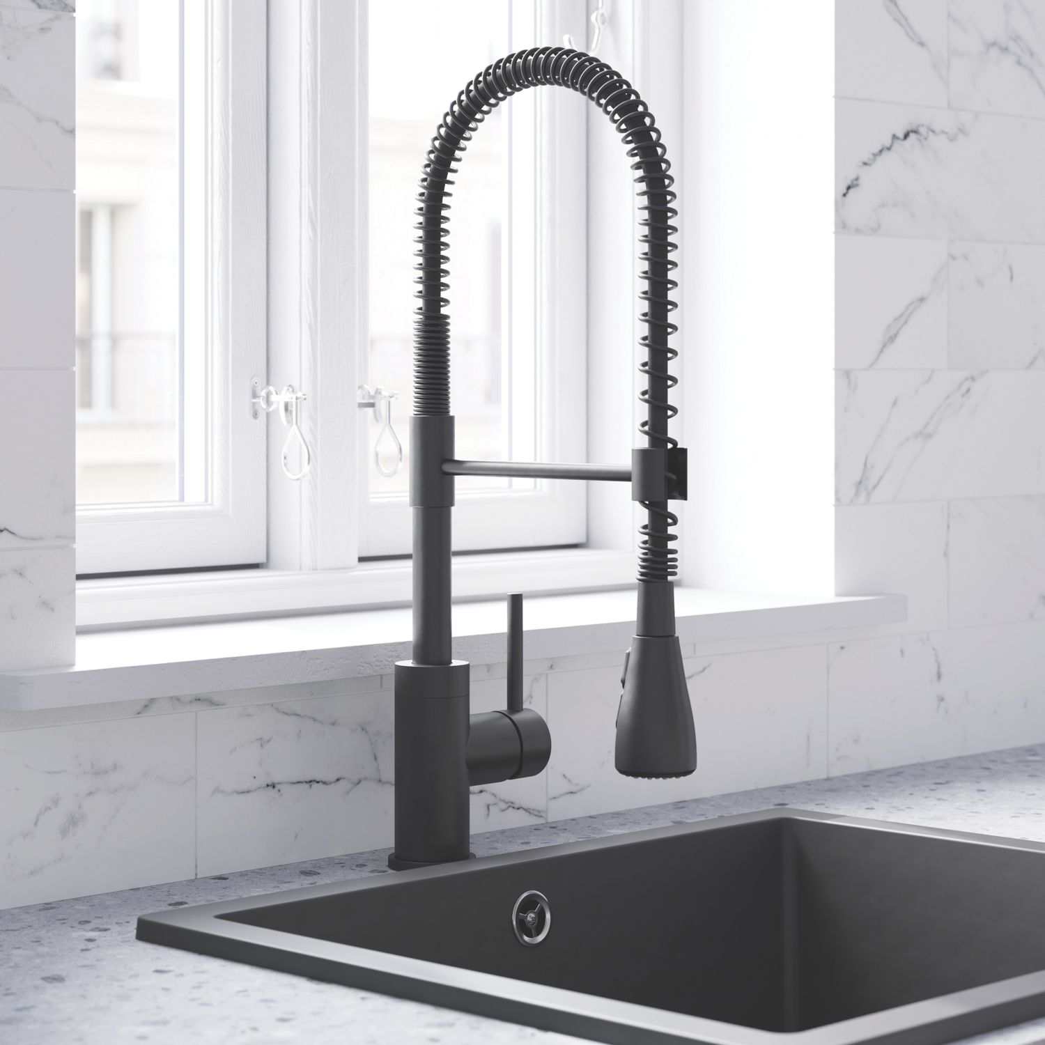 Swirl Seville Mixer Tap Matt Black (394FR)
