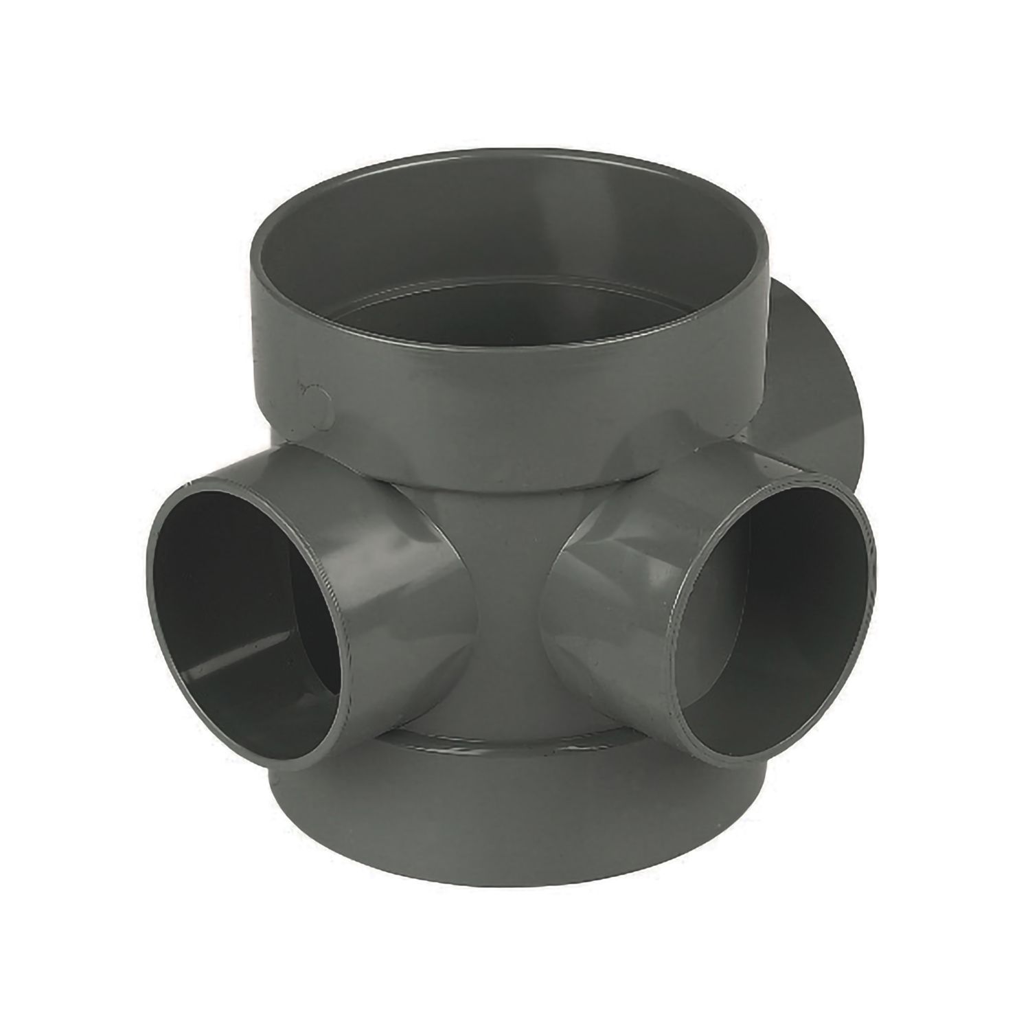 FloPlast Solvent Weld 3-Boss Double Socket Short Pipe Anthracite Grey 110mm (394KJ)