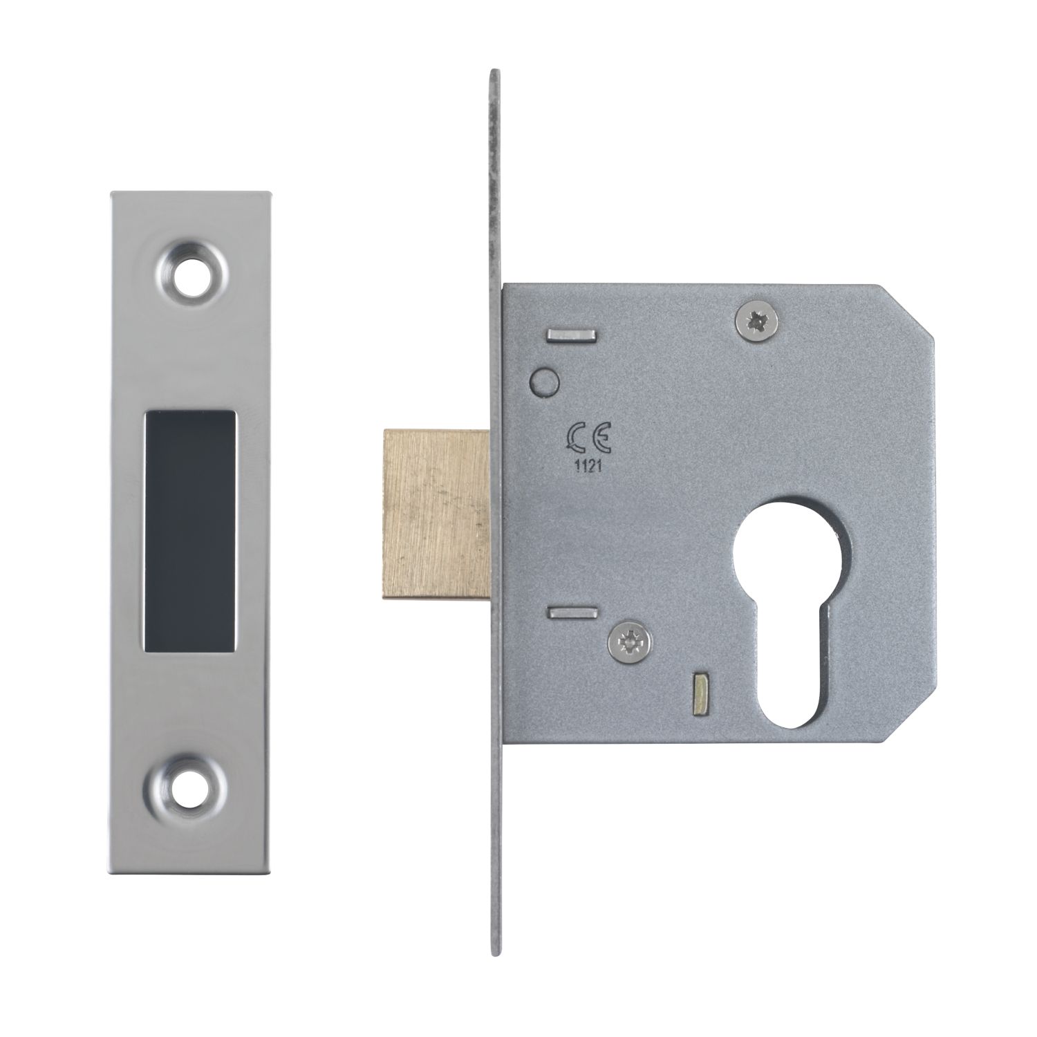Smith & Locke Fire Rated Nickel-Plated Euro Profile Deadlock 64mm Case - 44mm Backset (3965P)