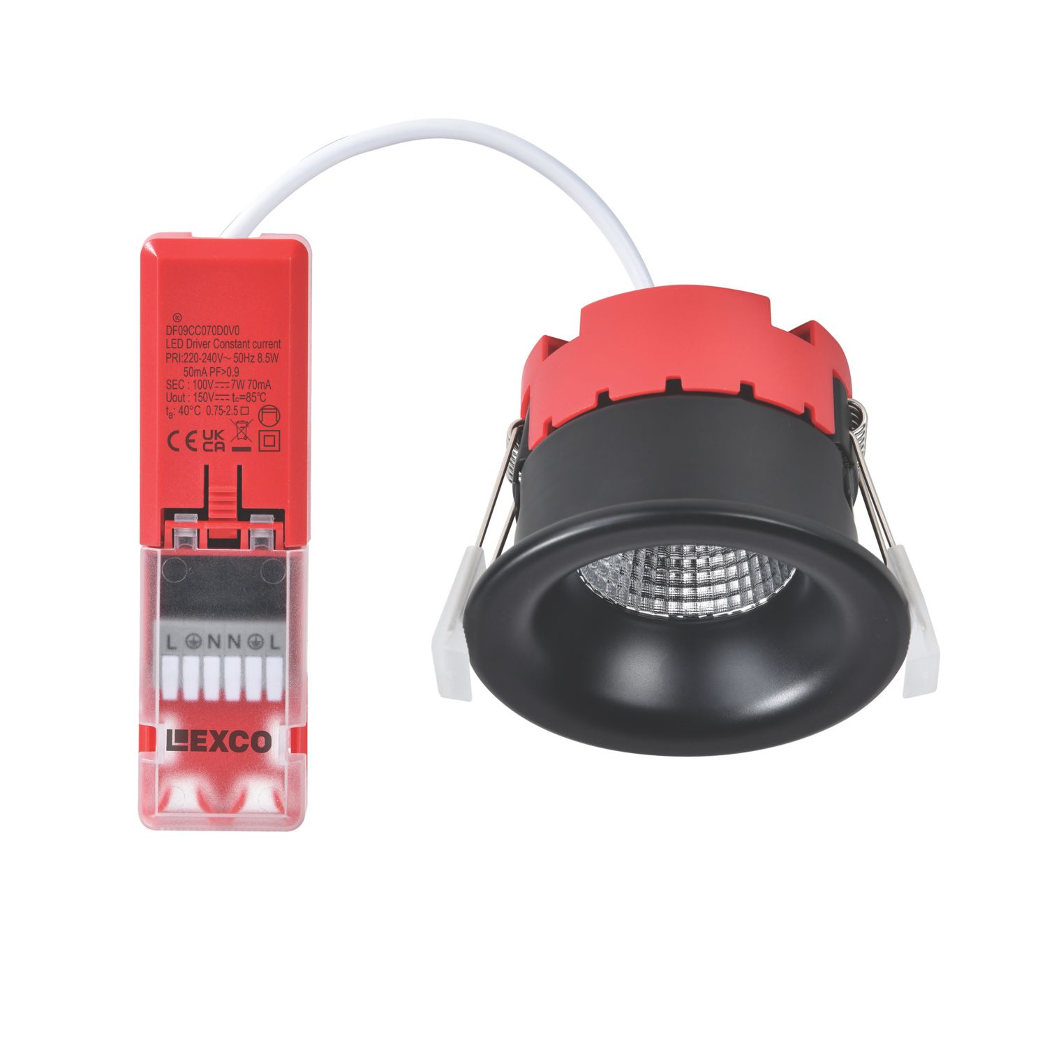 Lexco Chara Fixed Fire Rated LED Downlight Black 11W 500-800lm (397RE)