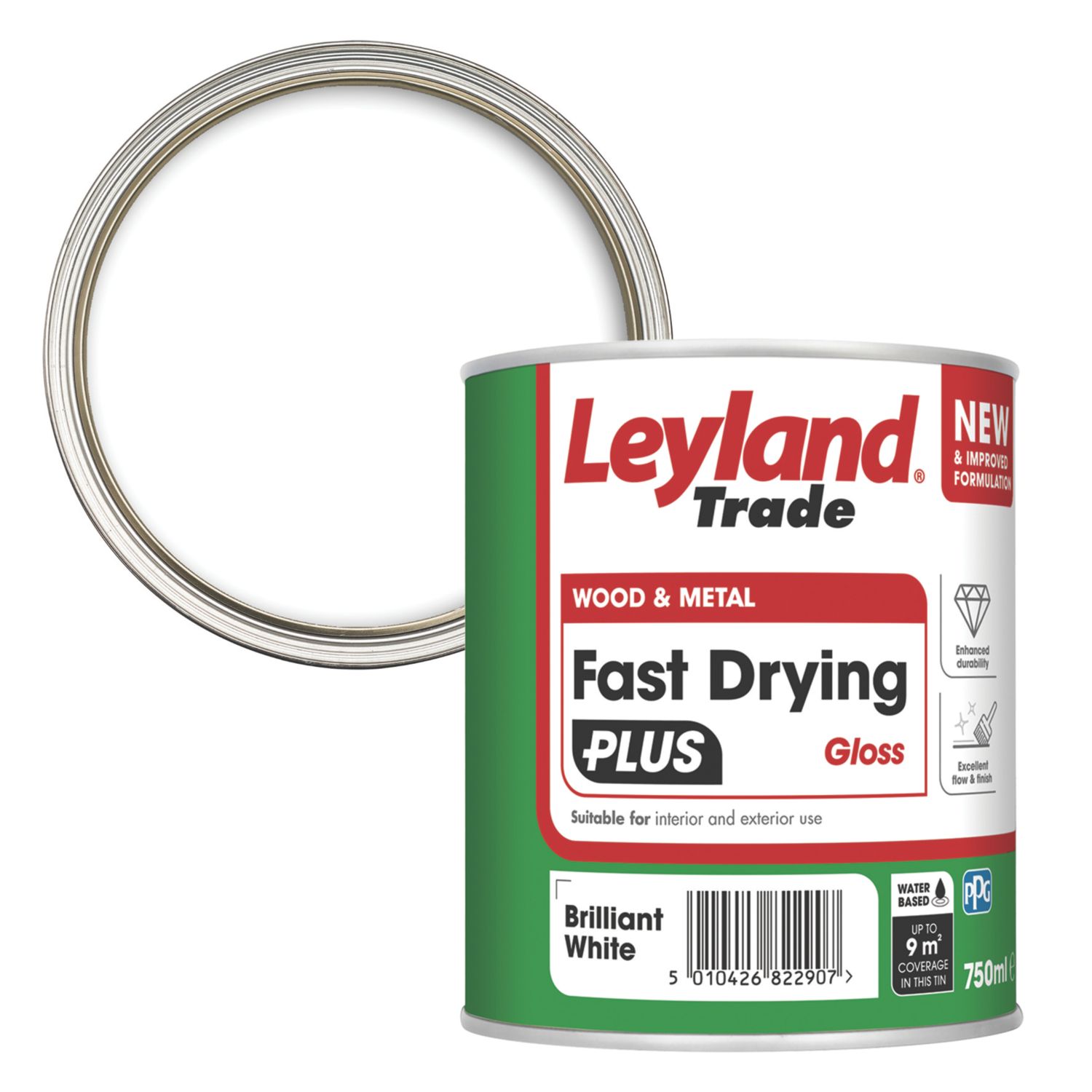 Leyland Trade 0.75Ltr Brilliant White Gloss Water-Based Trim Paint (397YC)