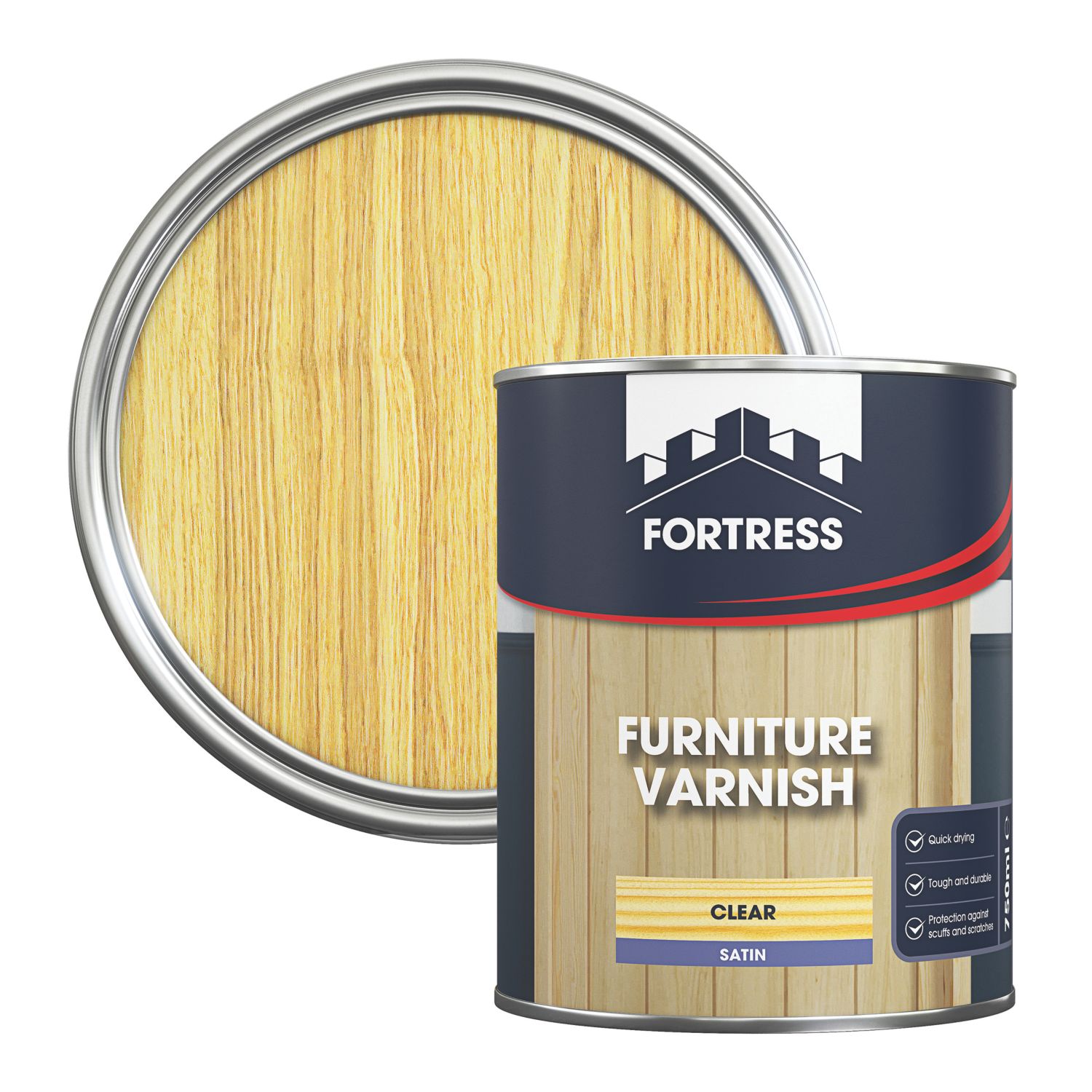 Fortress 750ml Clear Satin Water-Based Interior Furniture Varnish (399JM)