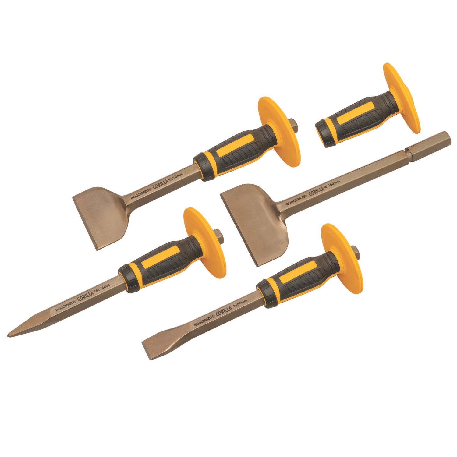 Roughneck Guarded Bolster & Cold Chisel Set 4 Pack (400KF)