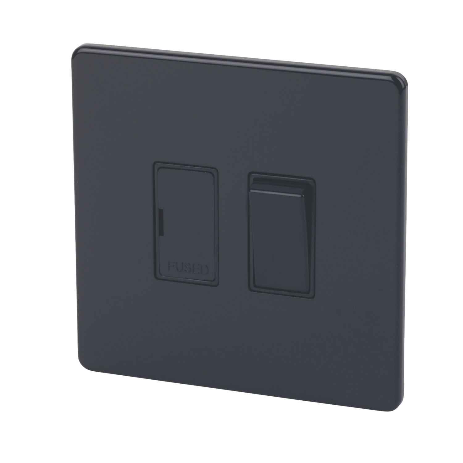 Varilight 13AX Switched Fused Spur Jet Black with Black Inserts (40209)