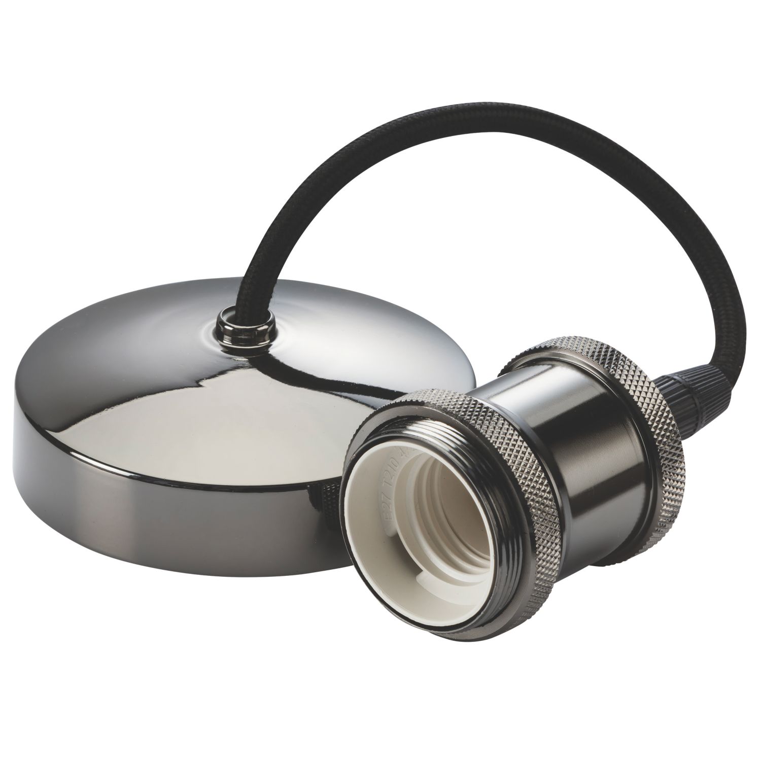 Knightsbridge Vintage 6" Pendant Set Light Fitting E27 Black Nickel 3 1/2" (403VF)